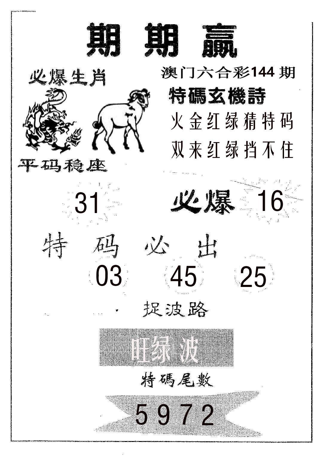 期期赢 第144期