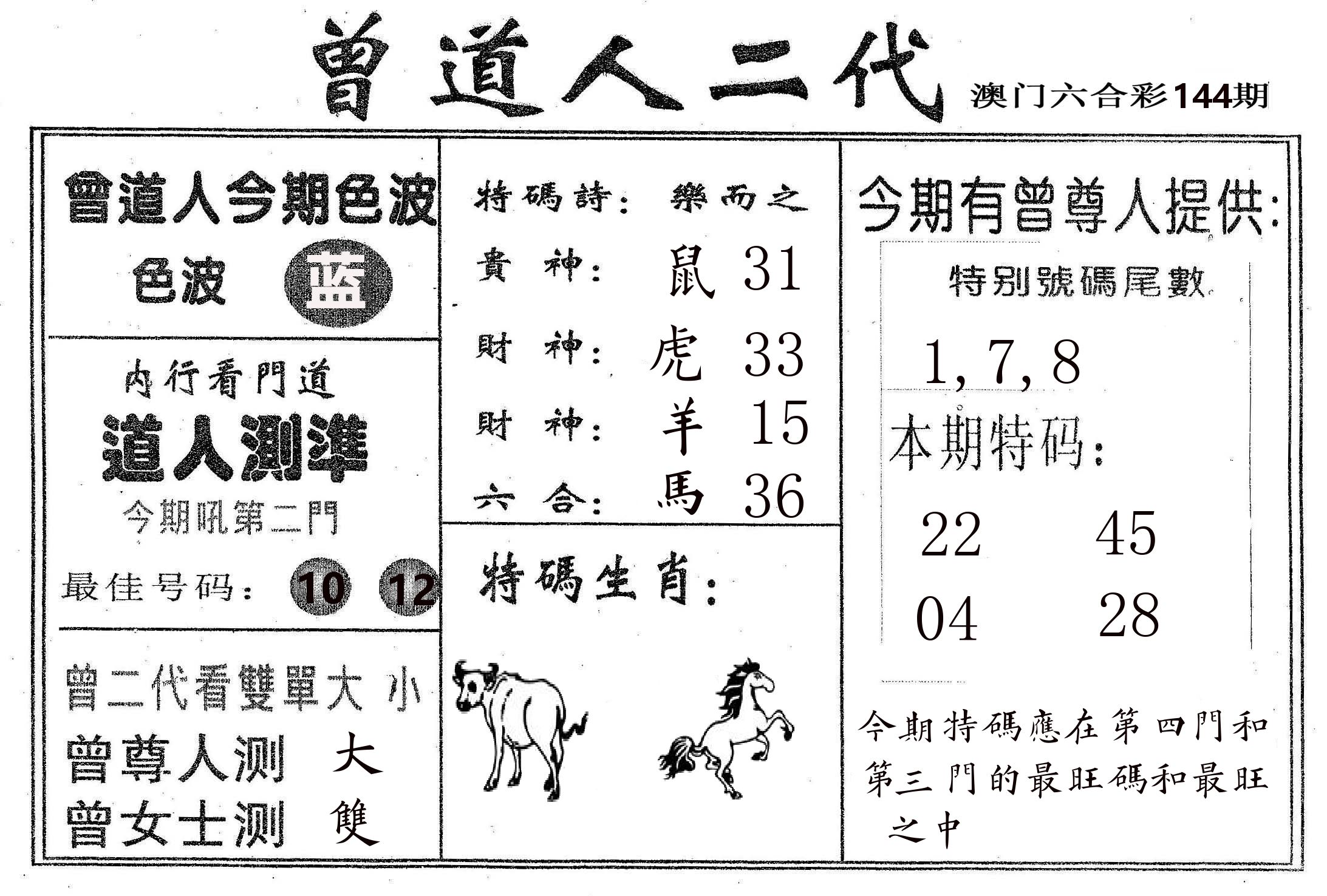 曾二代 第144期