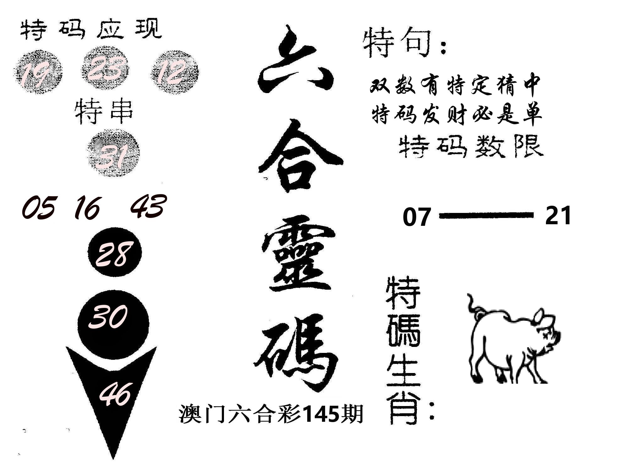 六合灵码 第145期