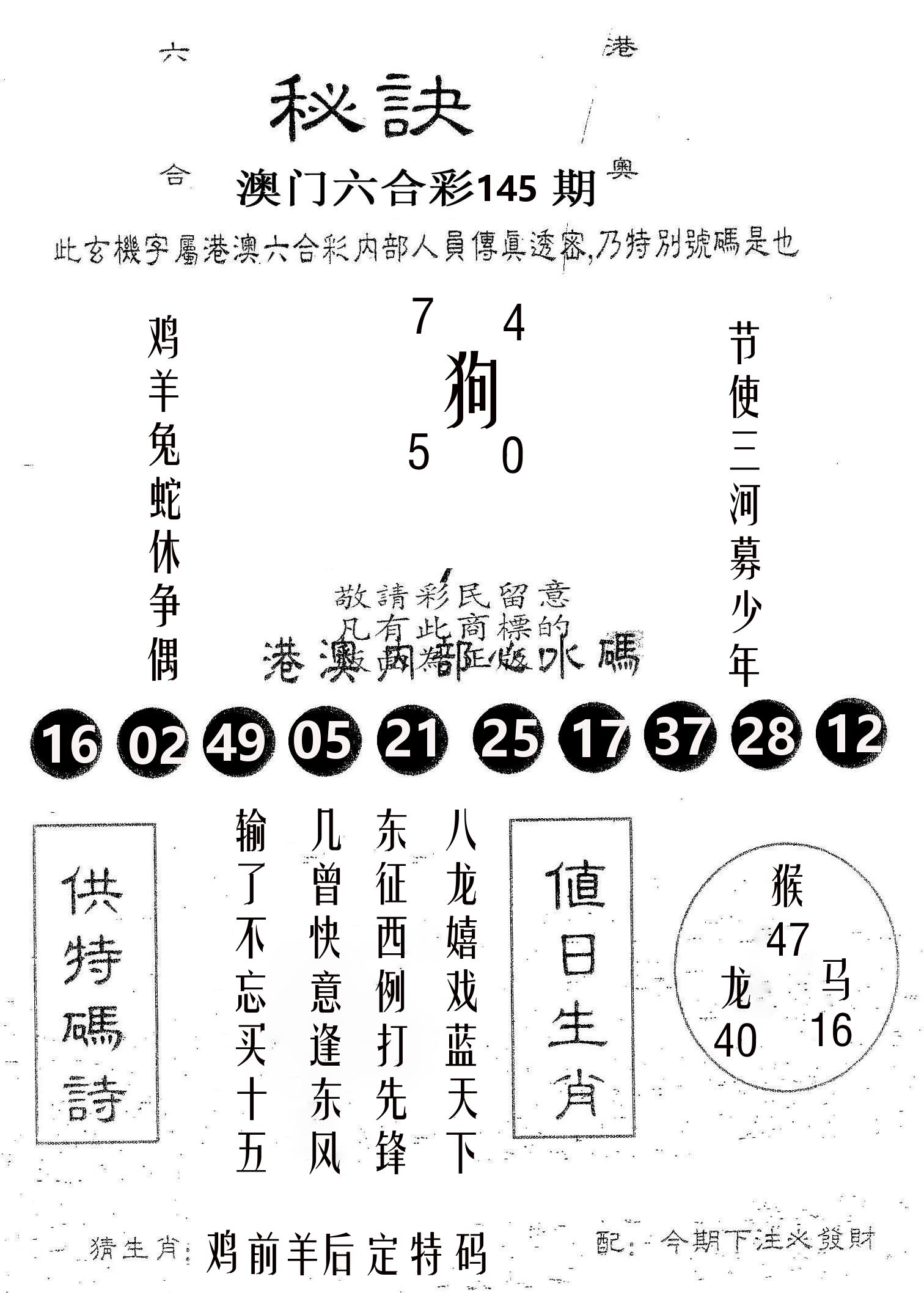 秘决 第145期