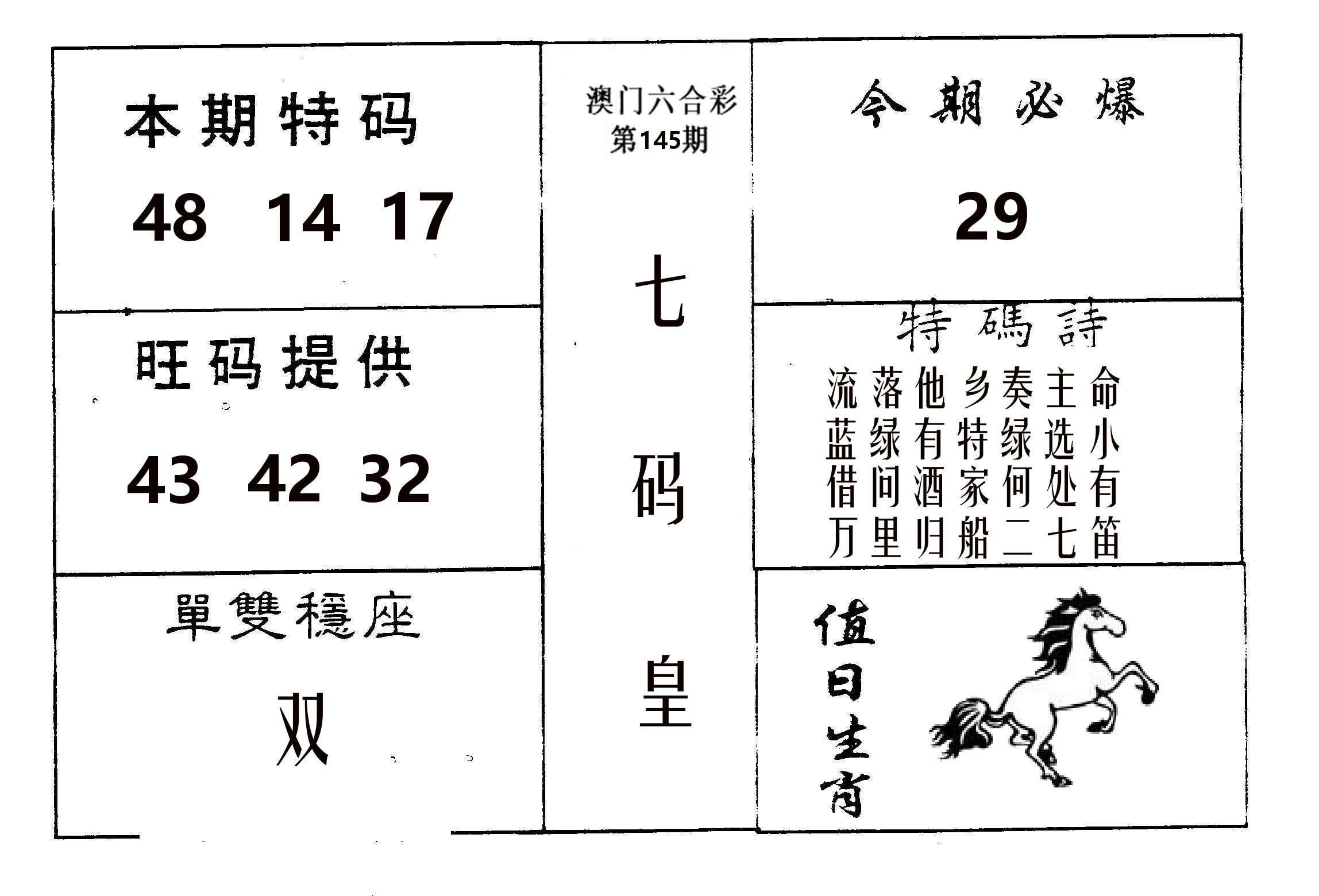 七码皇 第145期