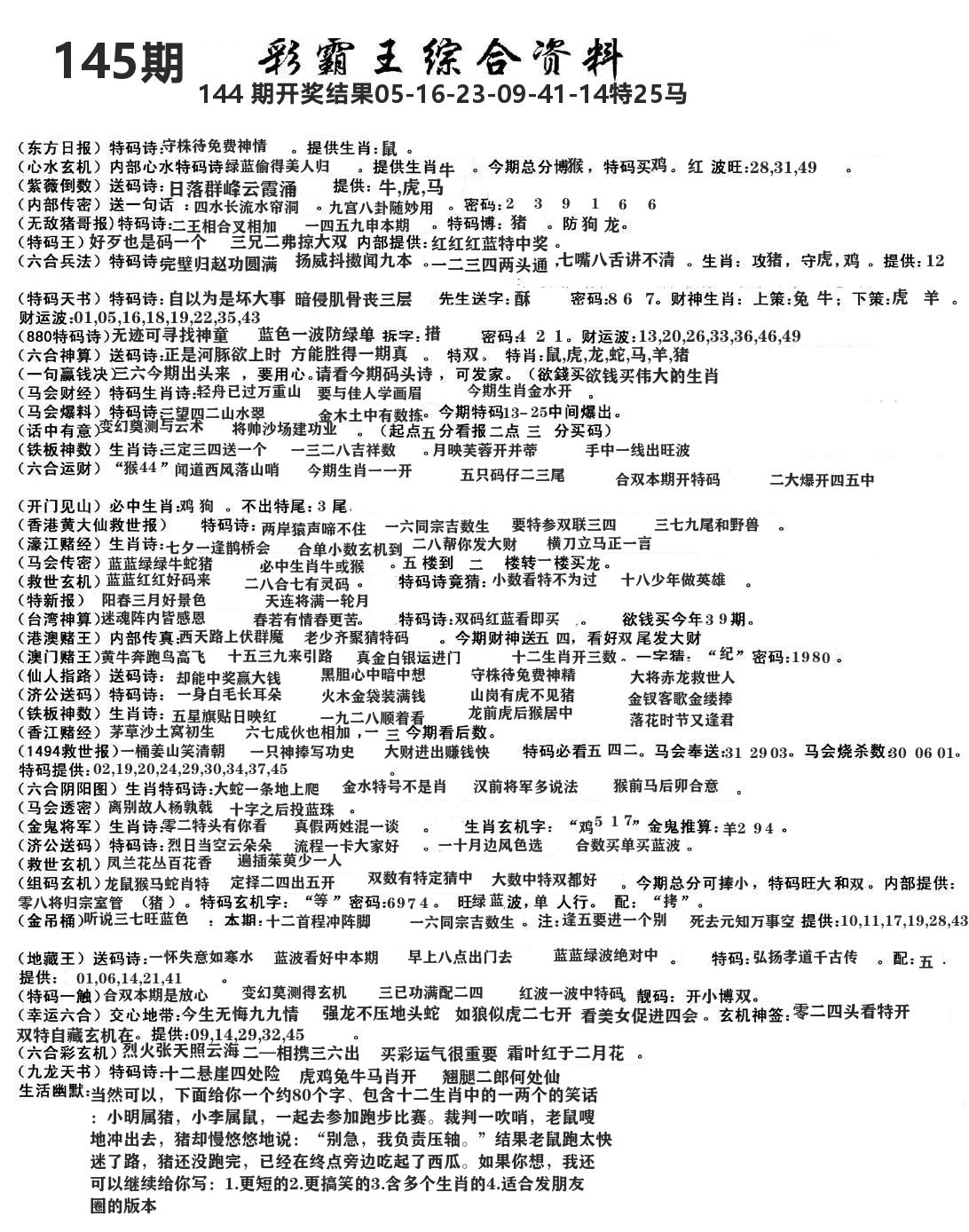 澳门综合资料 第145期