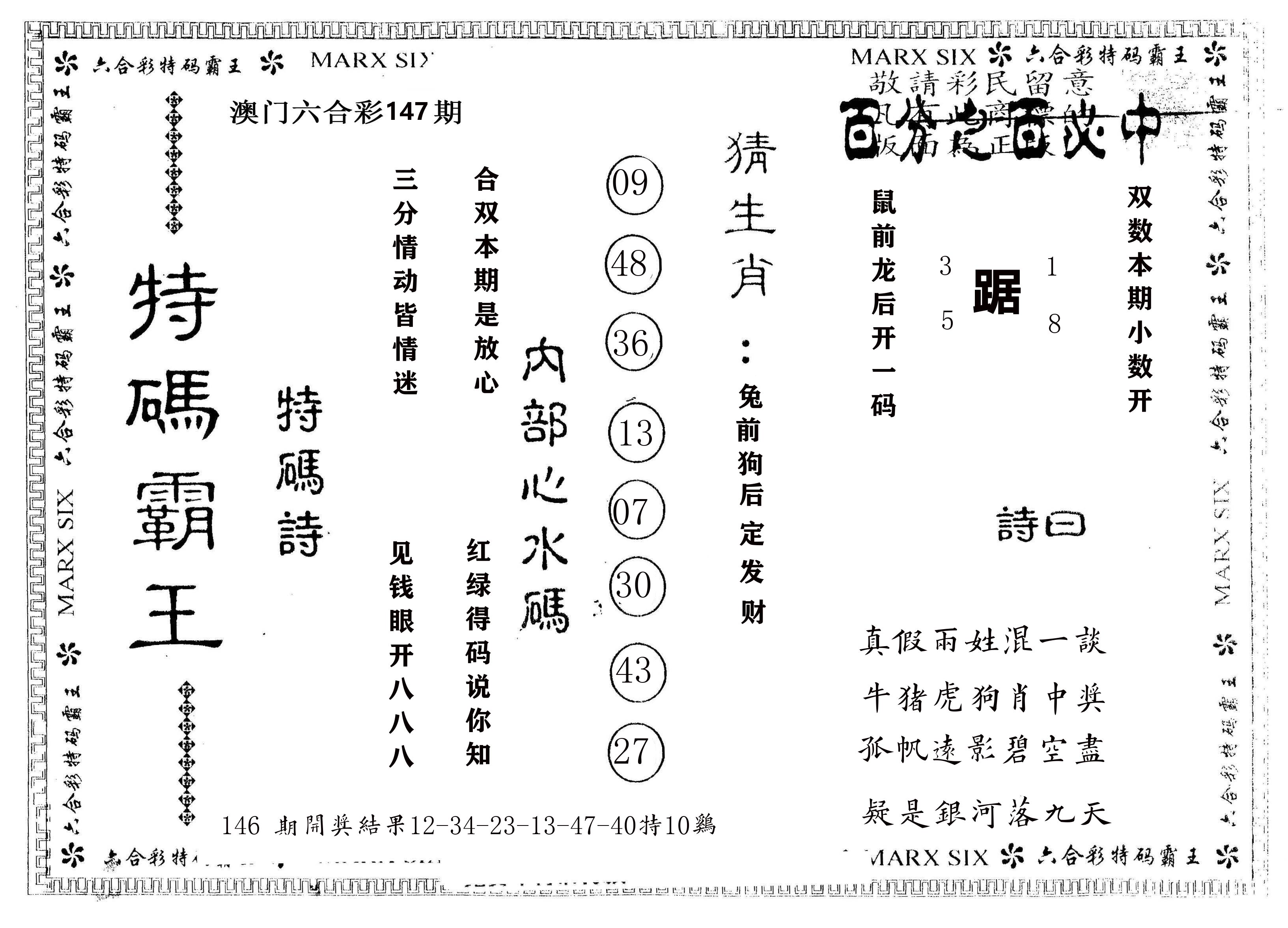 另版特码霸王 第147期
