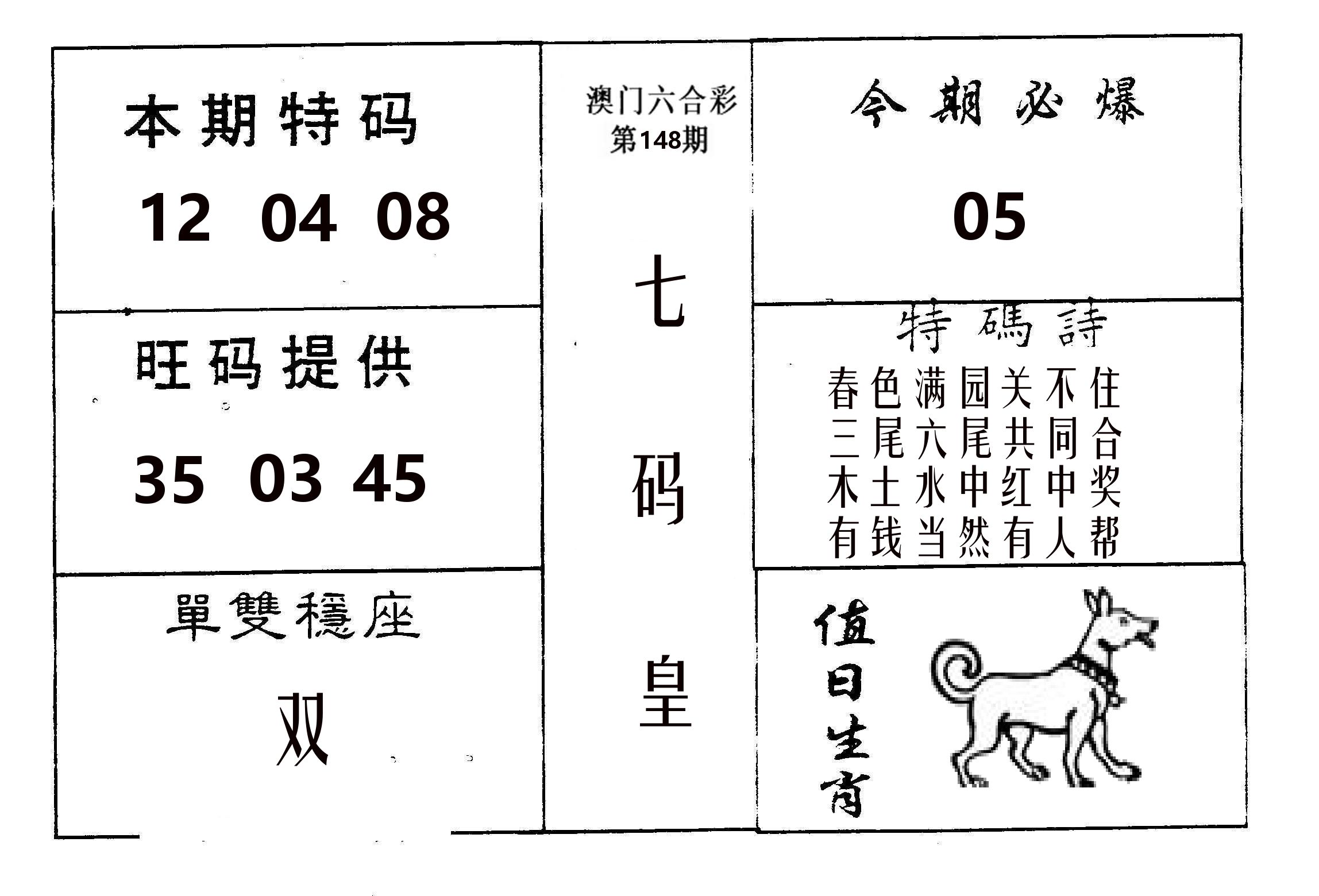 七码皇 第148期