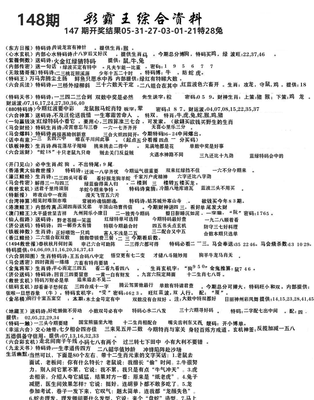 澳门综合资料 第148期