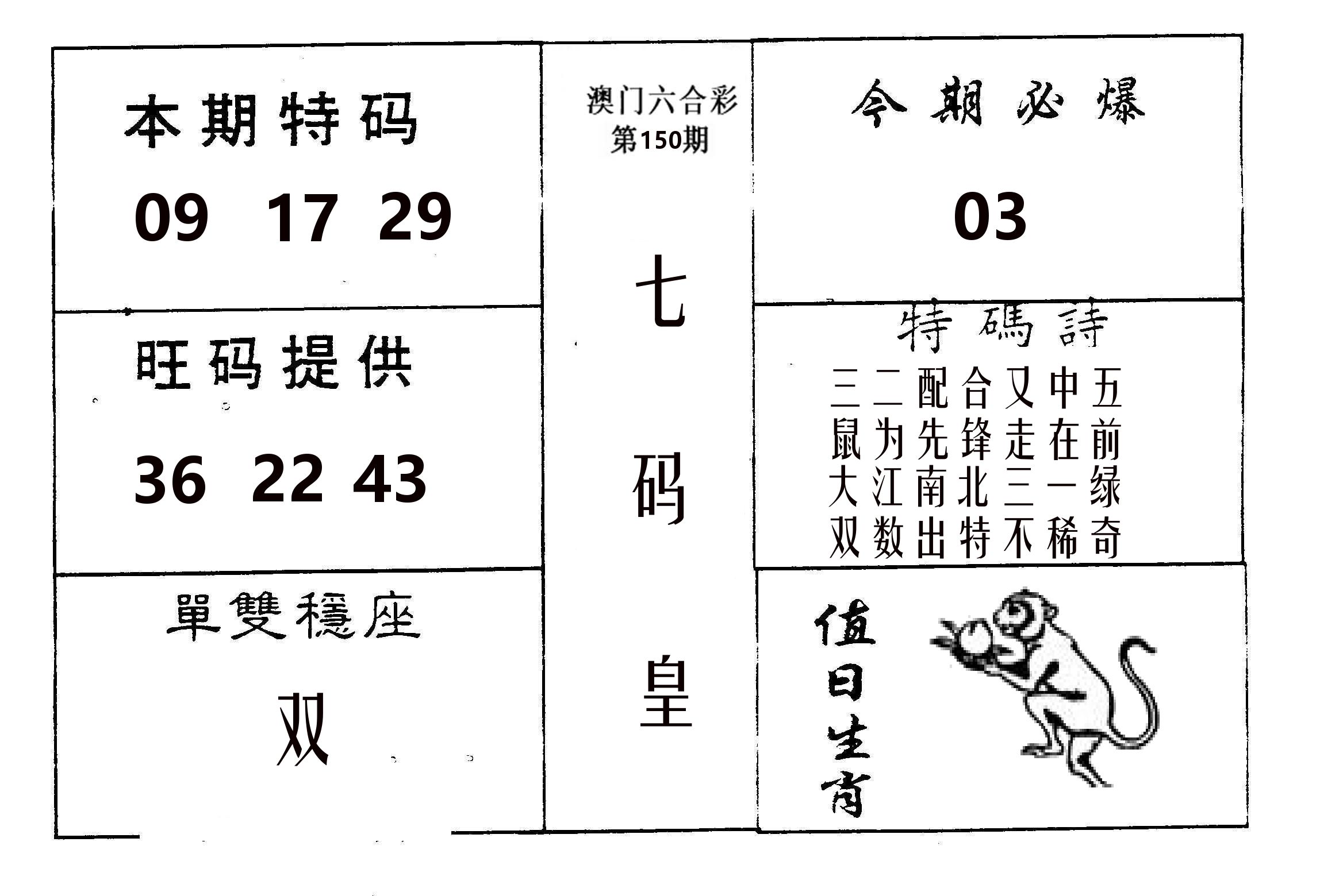 七码皇 第150期