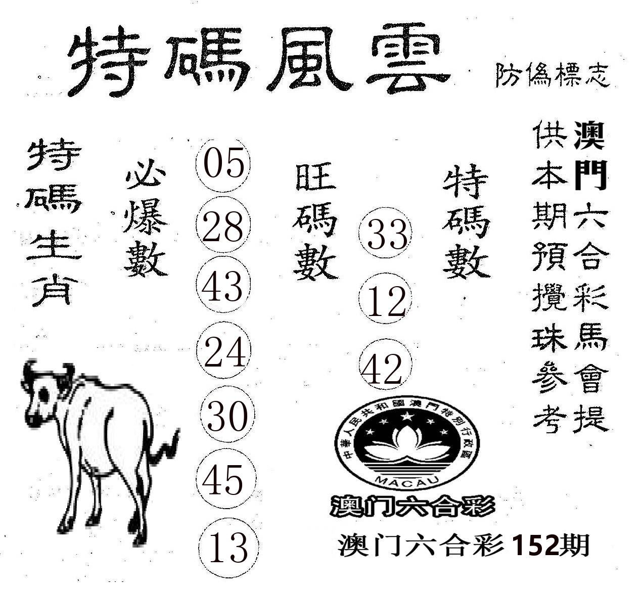特码风云 第152期