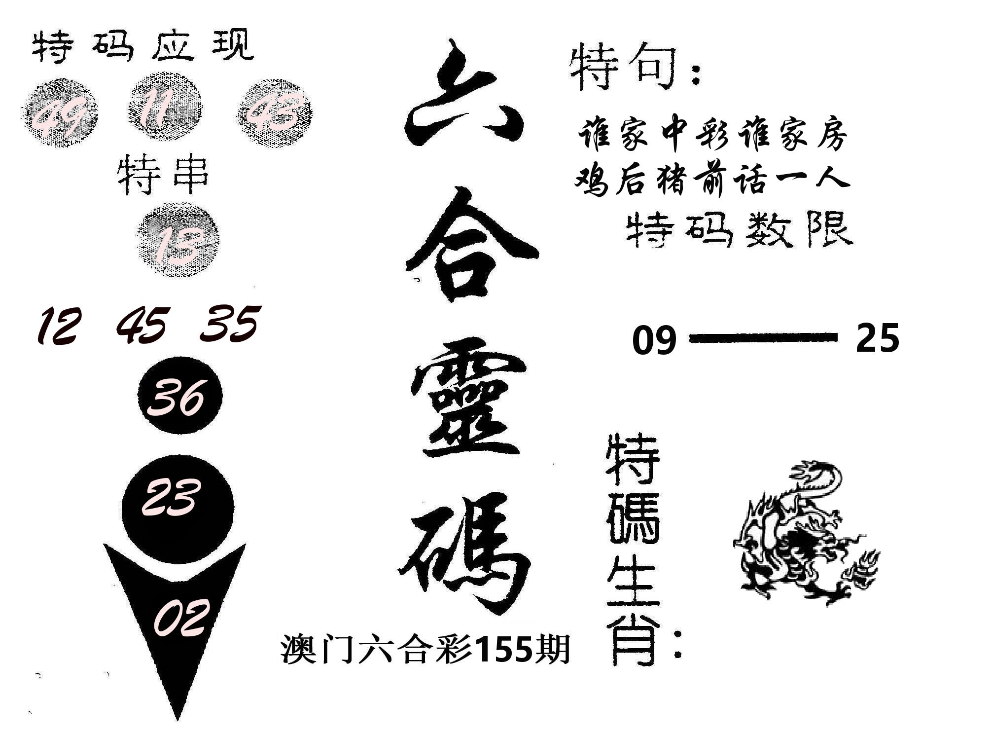 六合灵码 第155期