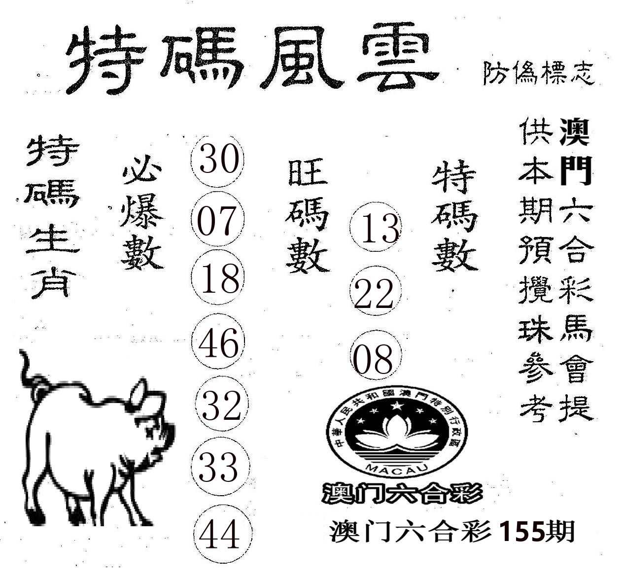 特码风云 第155期