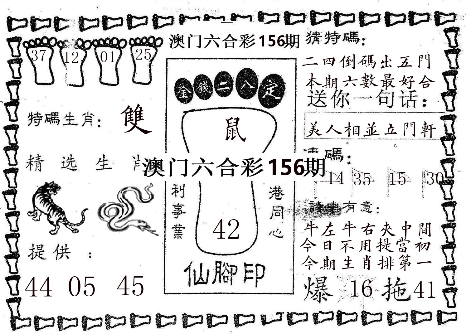 仙脚印 第156期