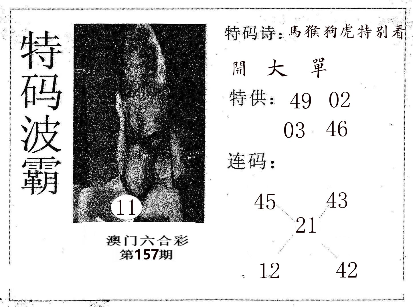 特码波霸 第157期