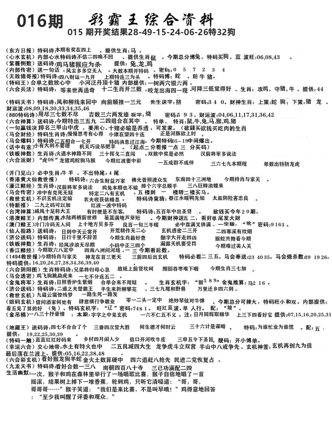 澳门综合资料 第16期