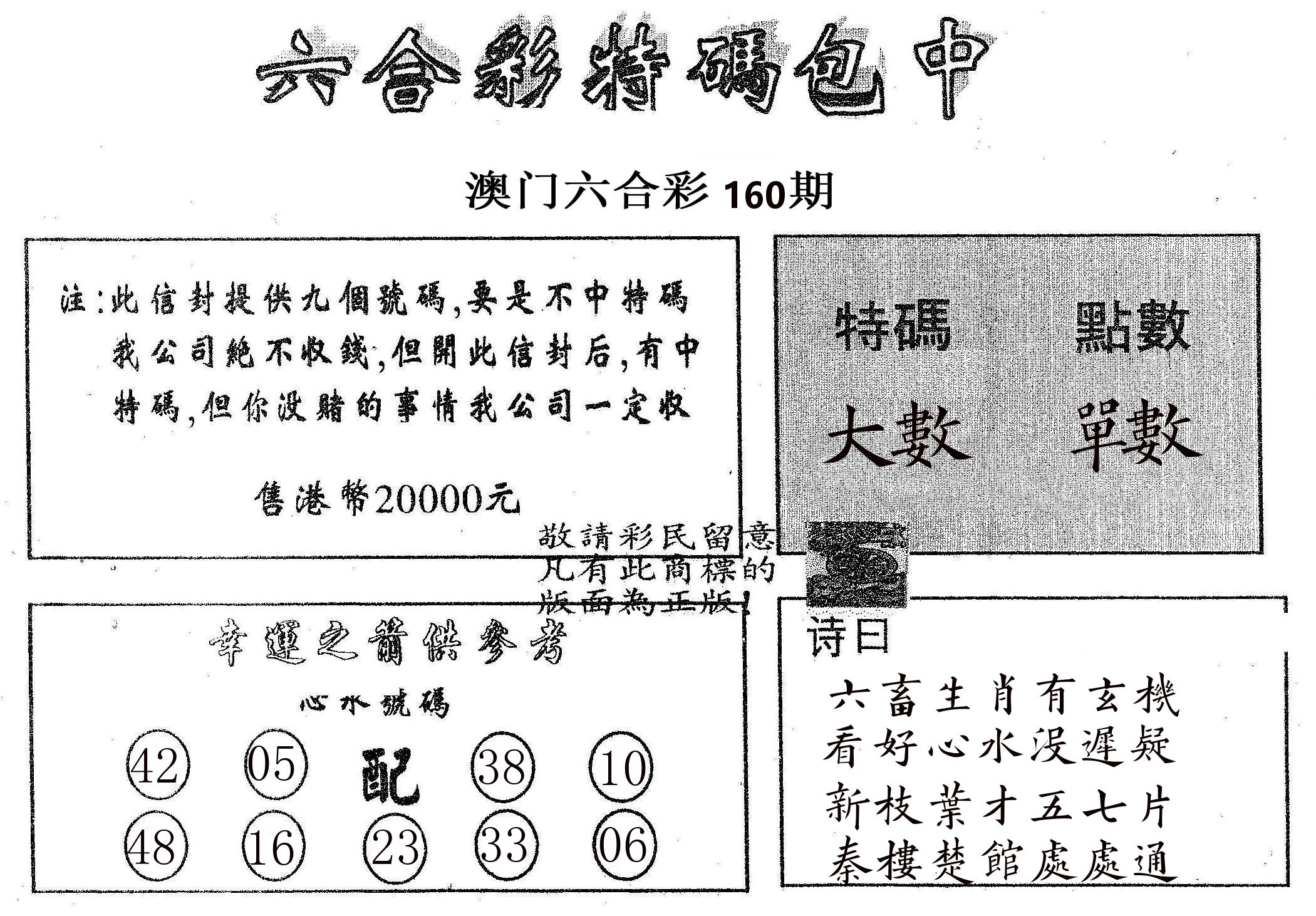 20000包中B 第160期