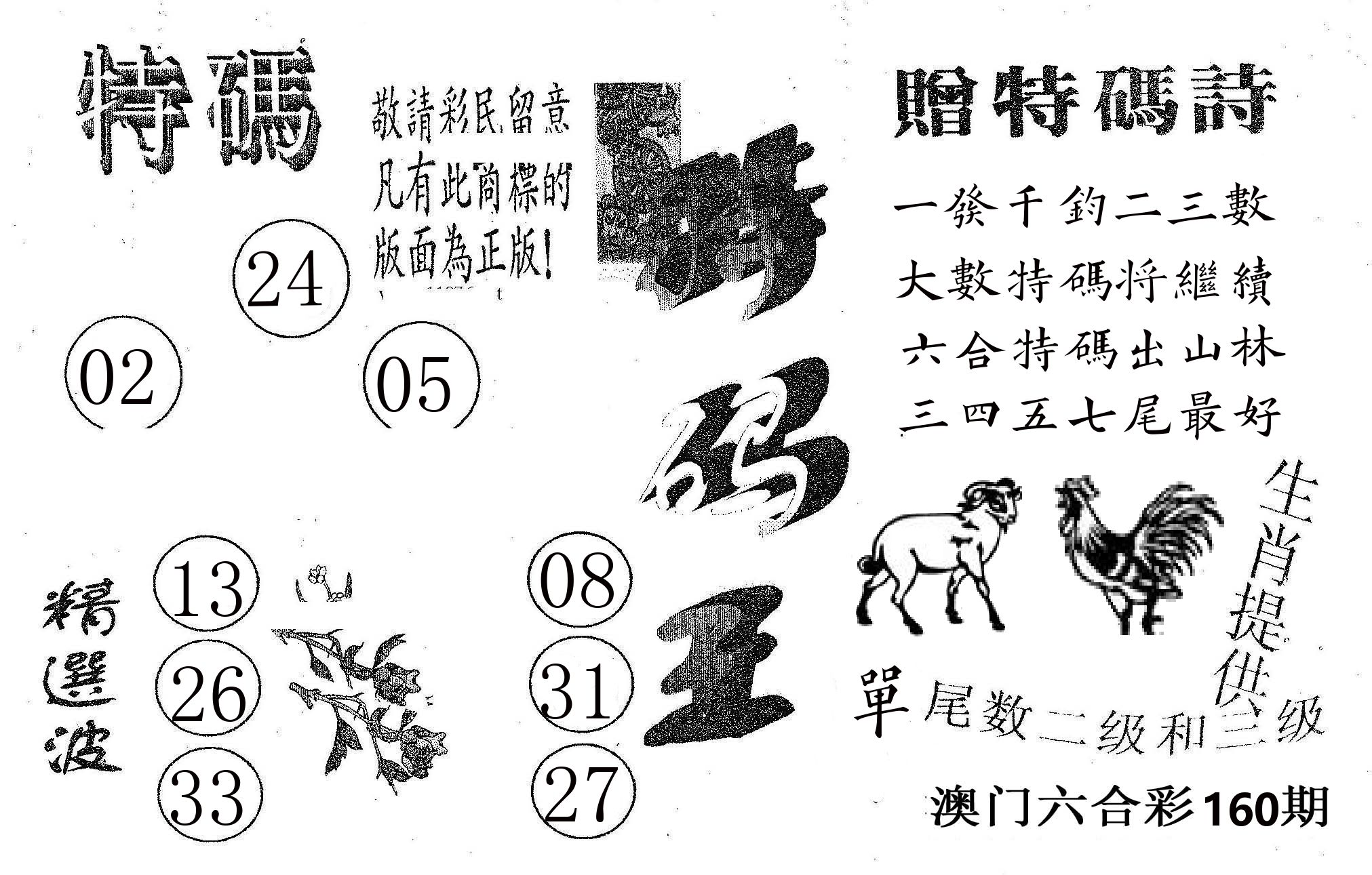 特码王A 第160期
