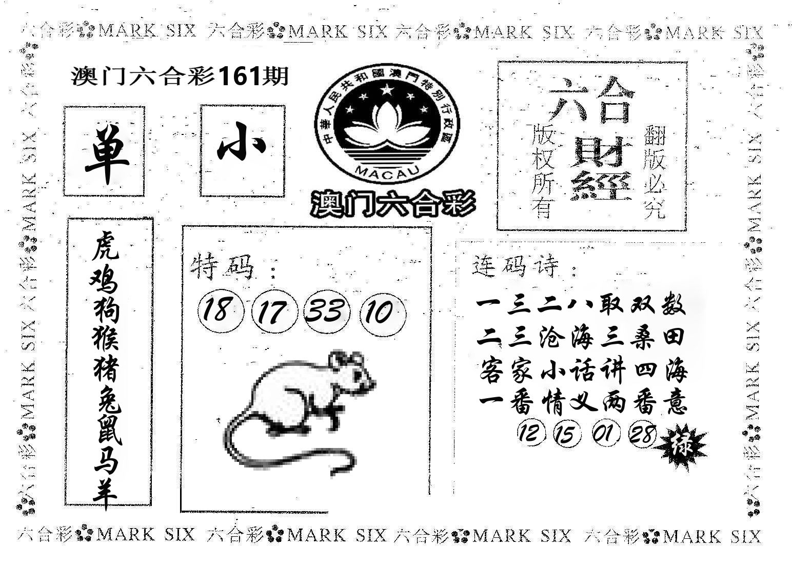 六合财经 第161期