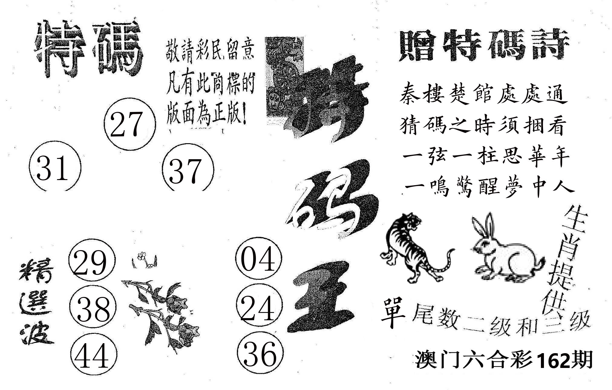特码王A 第162期