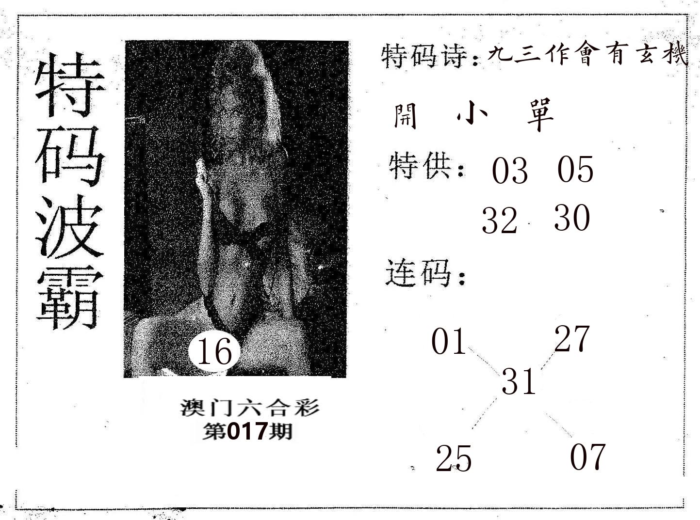 特码波霸 第17期