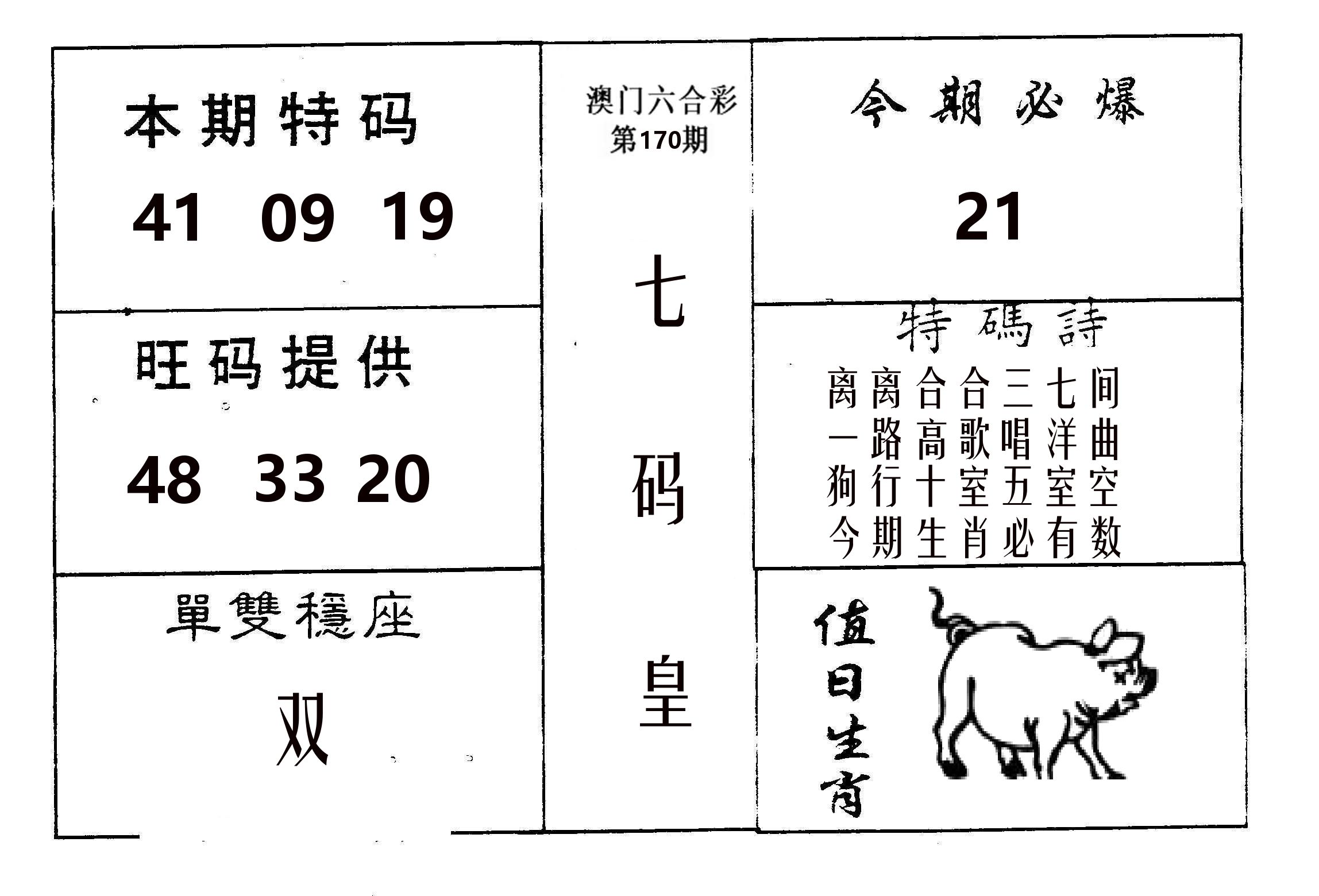 七码皇 第170期
