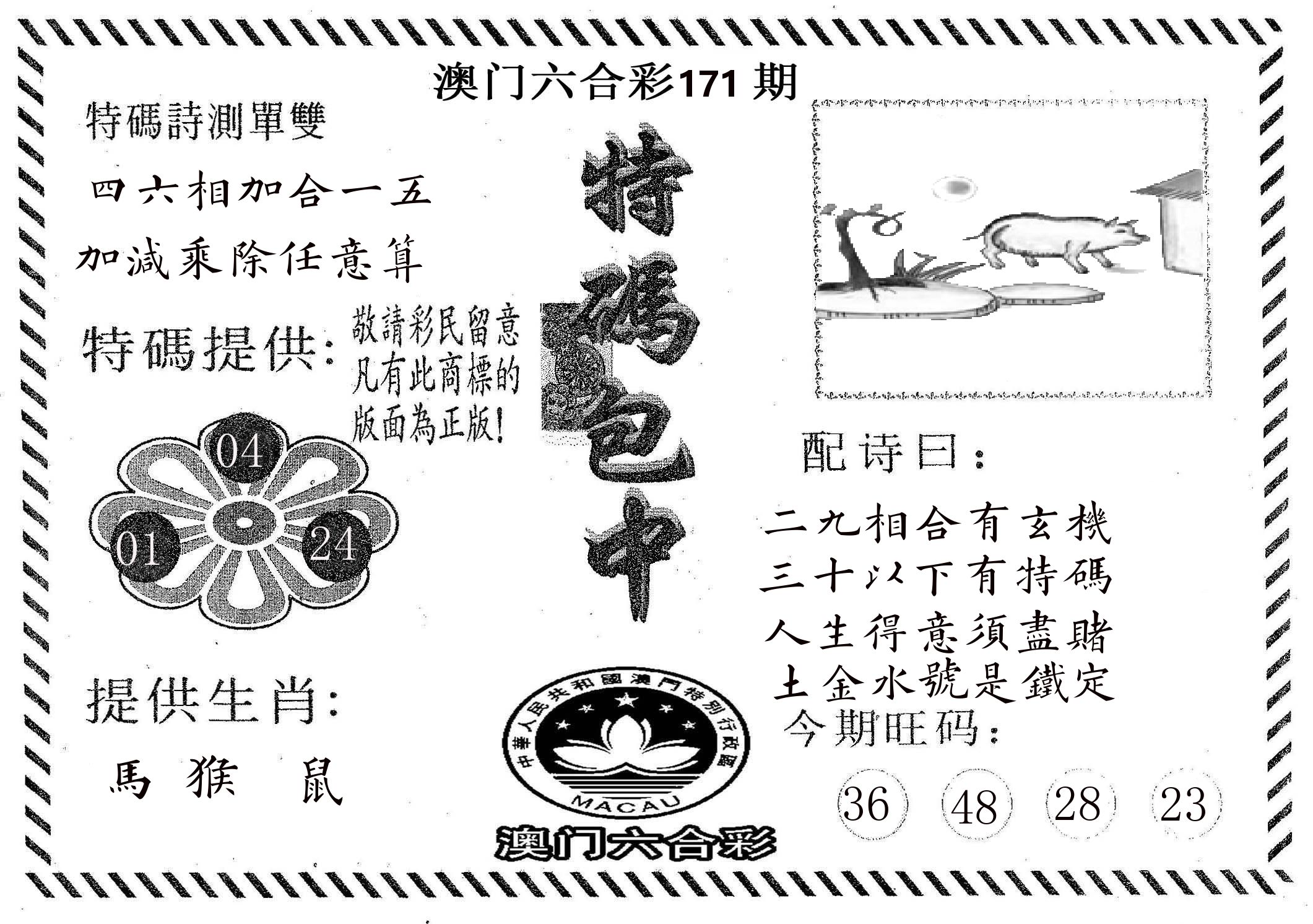 特码包中 第171期