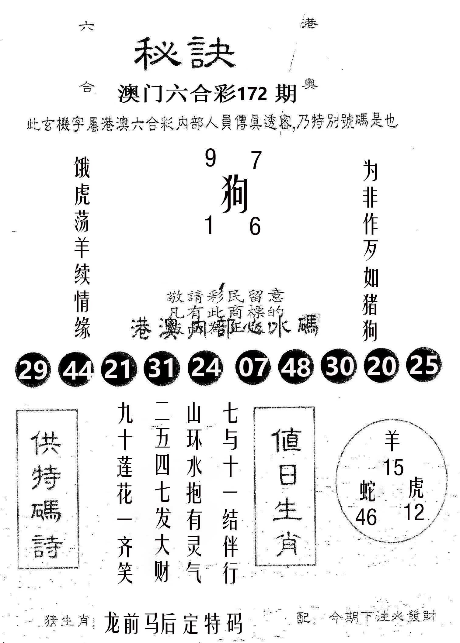 秘决 第172期