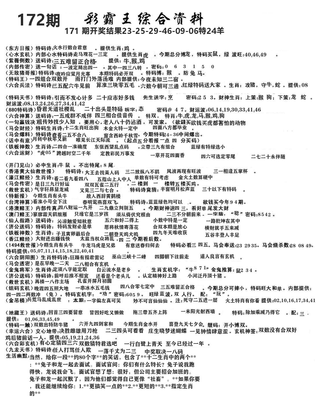澳门综合资料 第172期