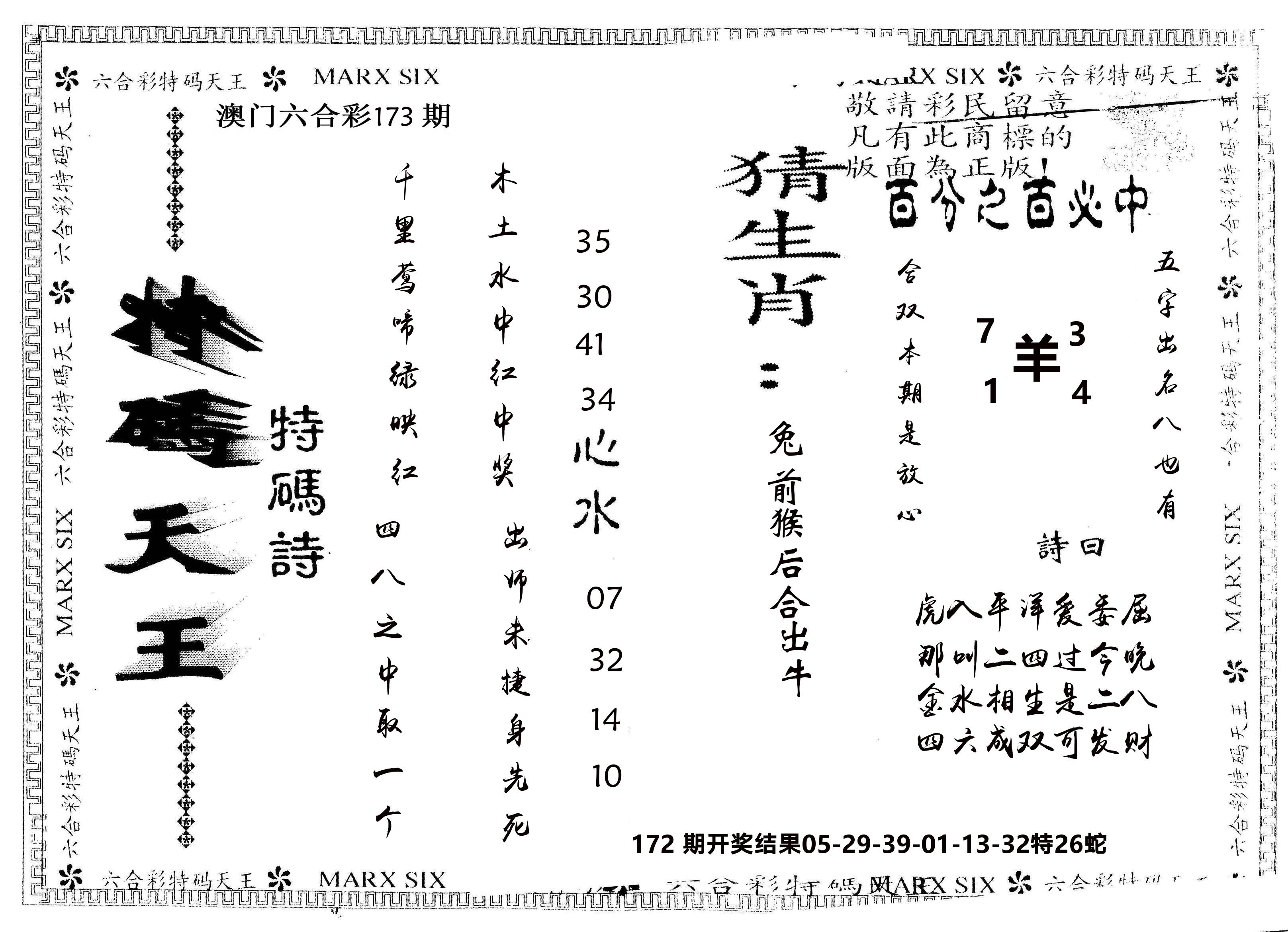 另版特码天王 第173期