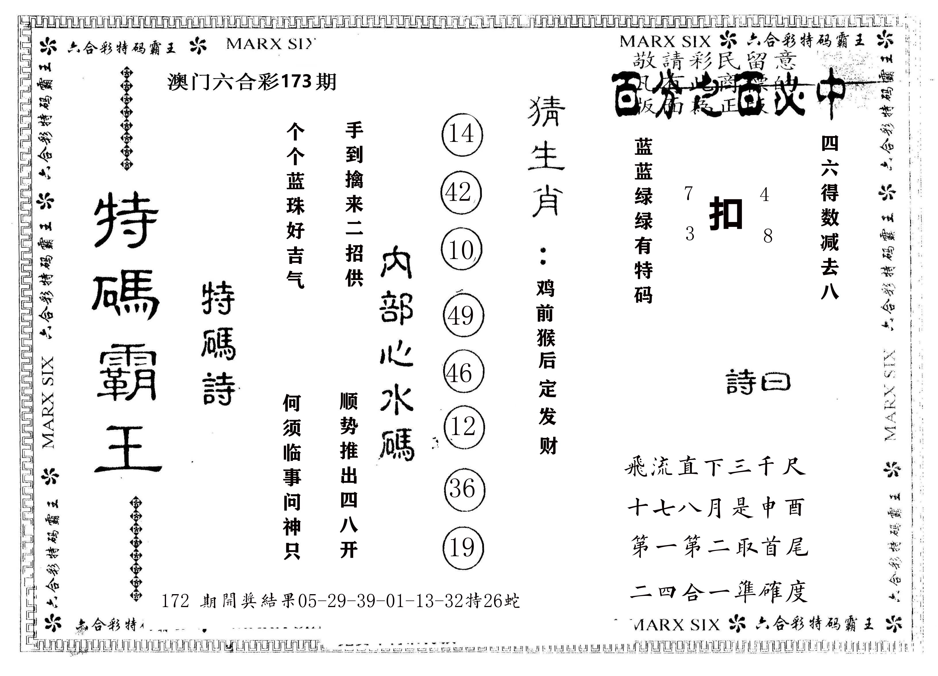 另版特码霸王 第173期