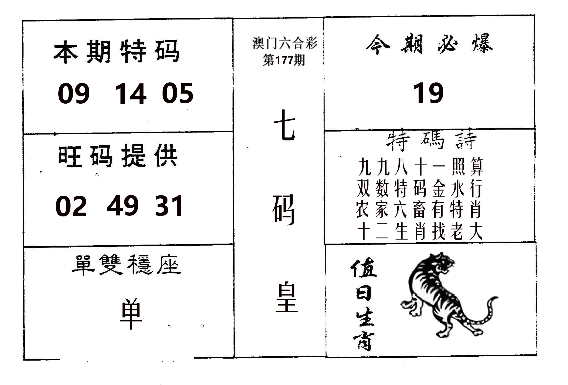 七码皇 第177期