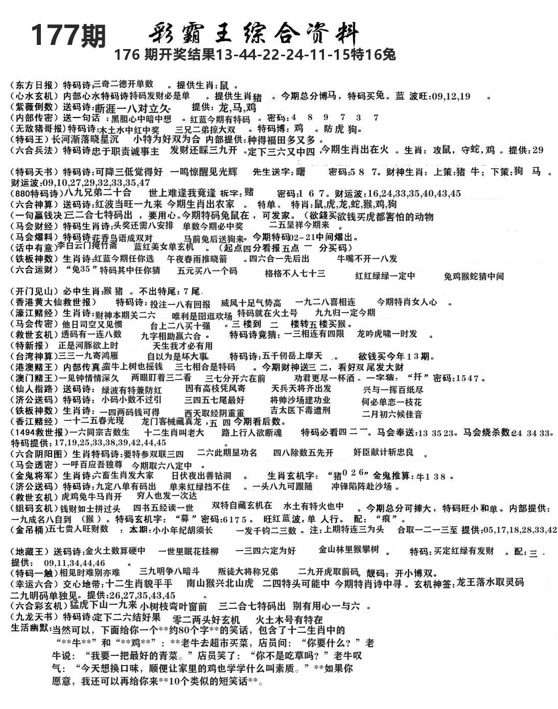 澳门综合资料 第177期
