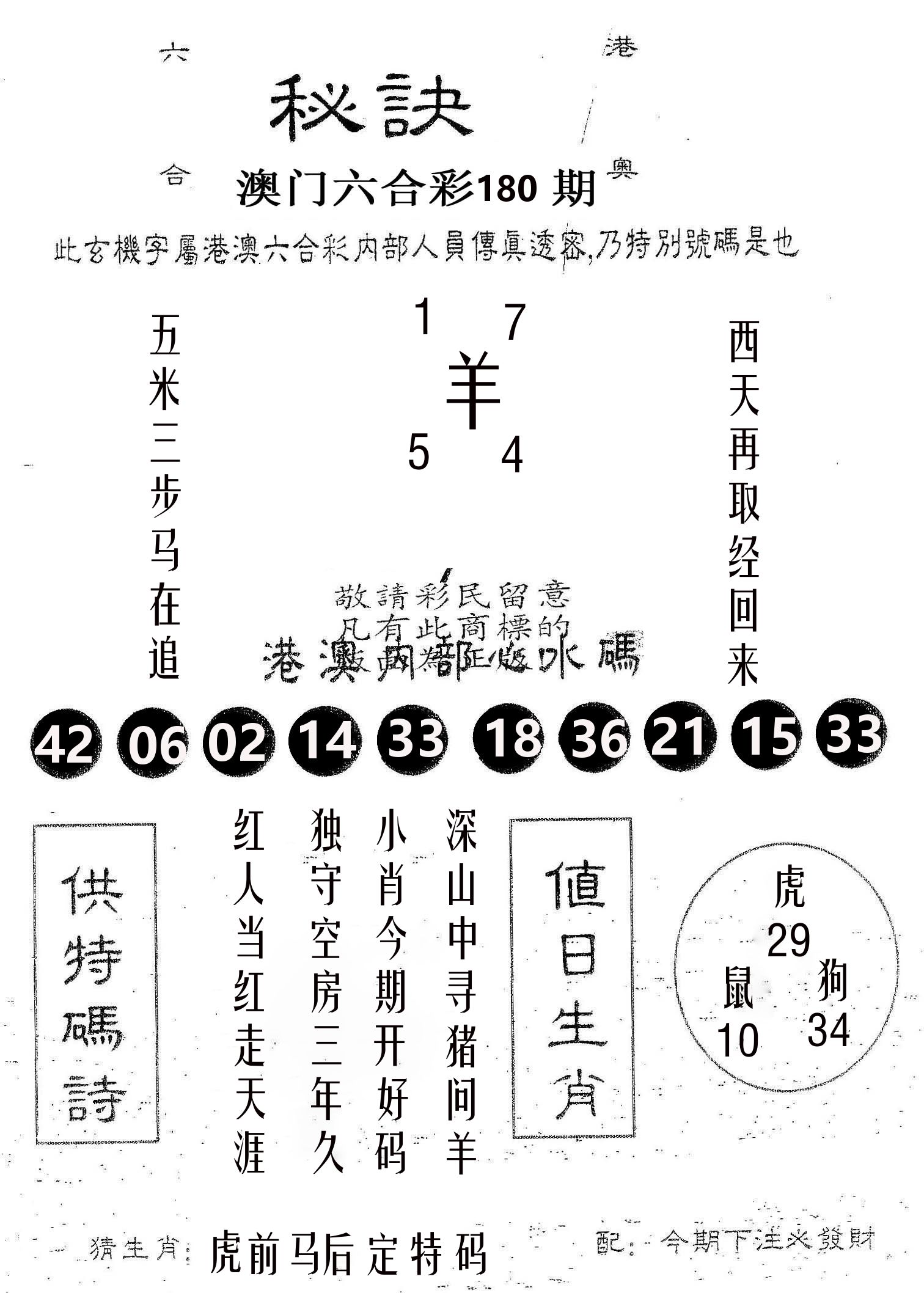 秘决 第180期