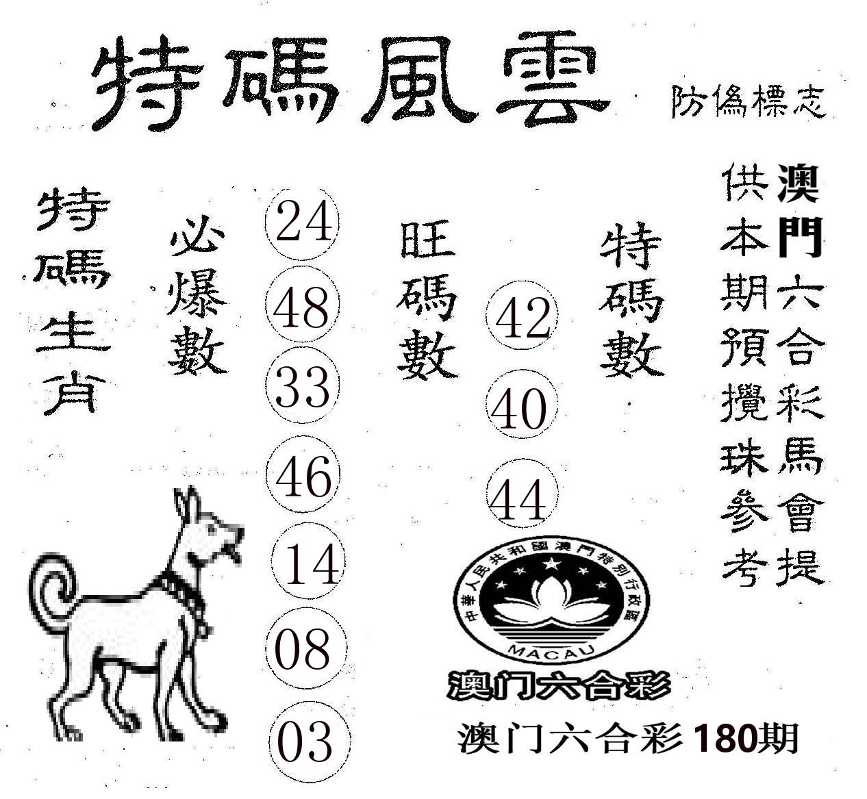特码风云 第180期