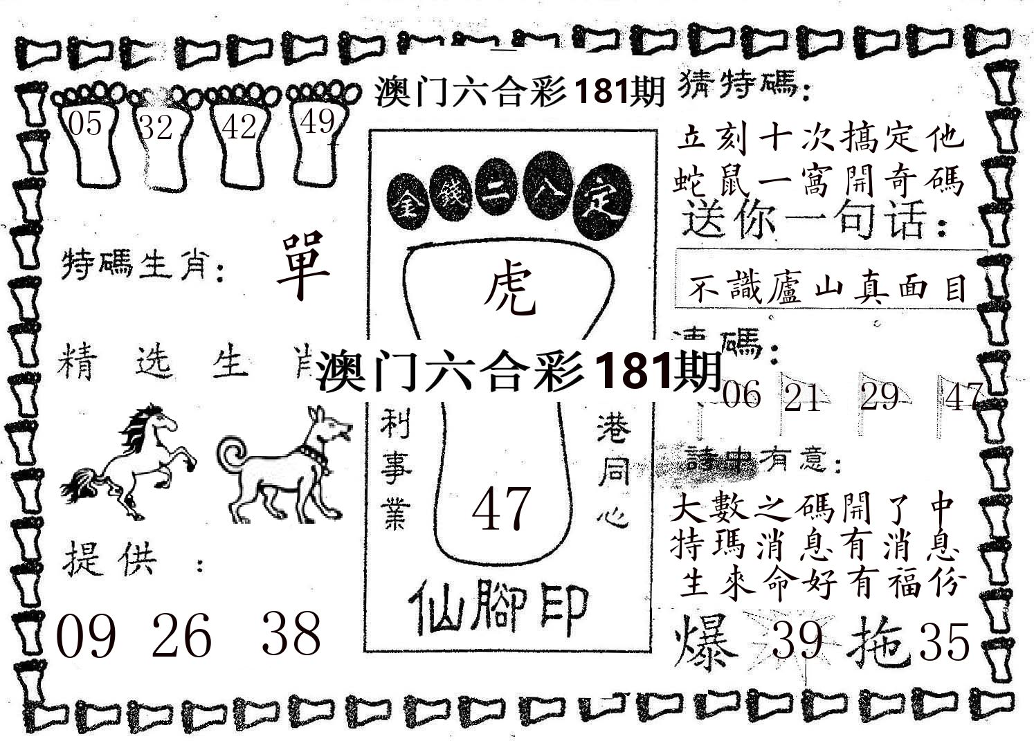仙脚印 第181期