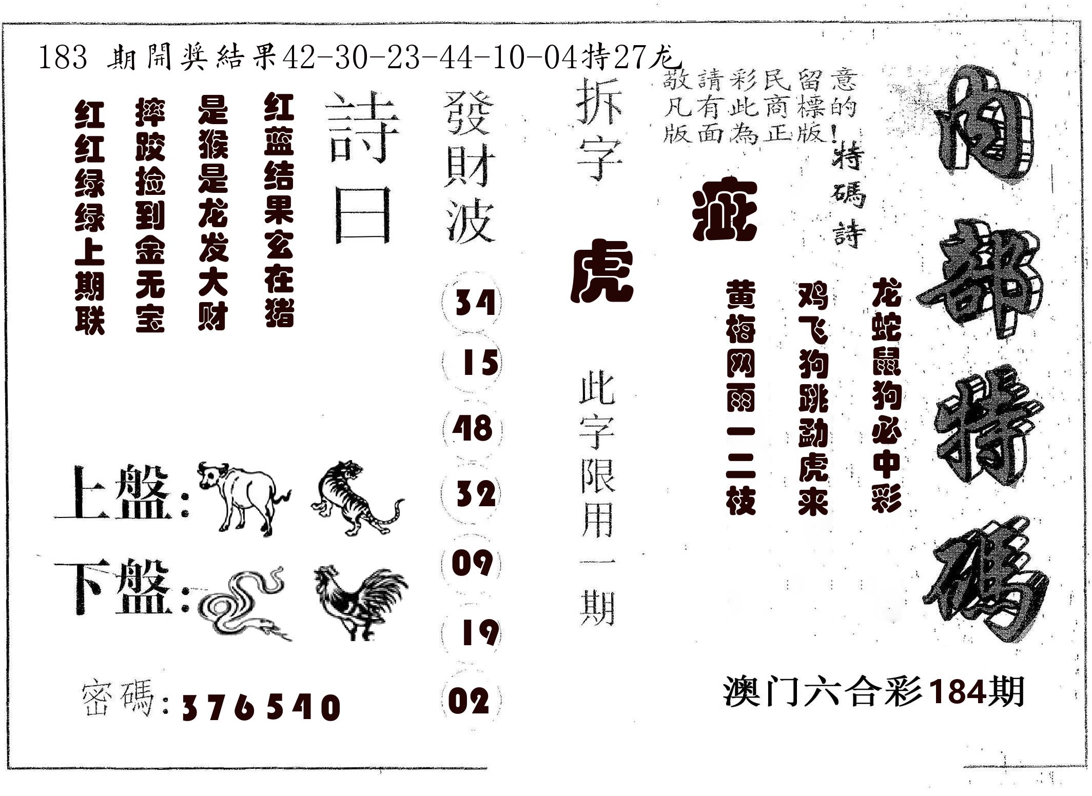 内部特码 第184期