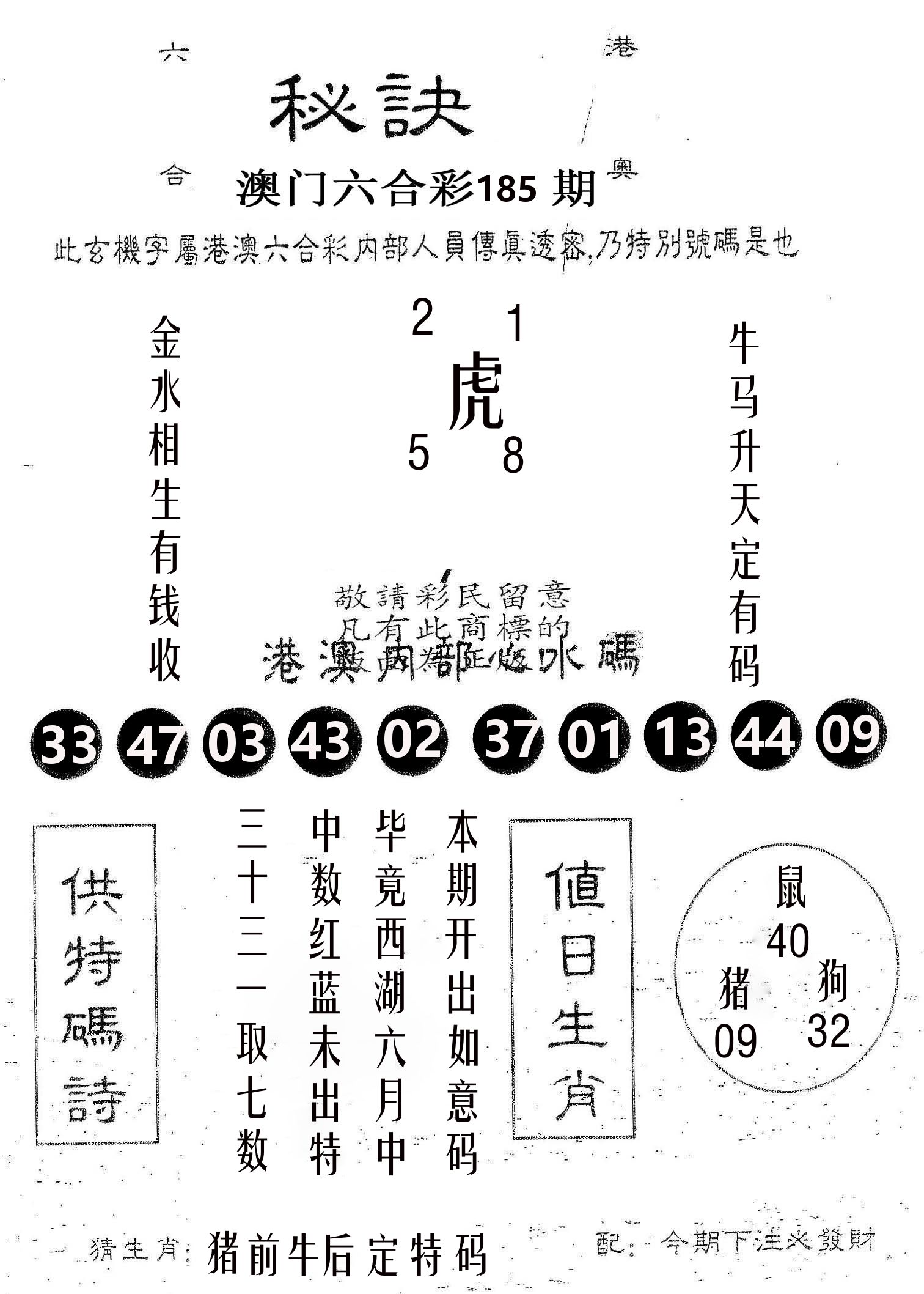 秘决 第185期