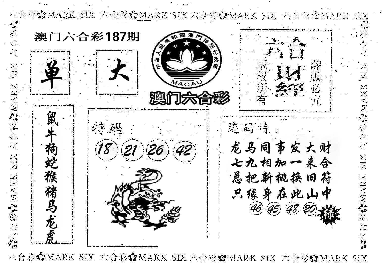六合财经 第187期