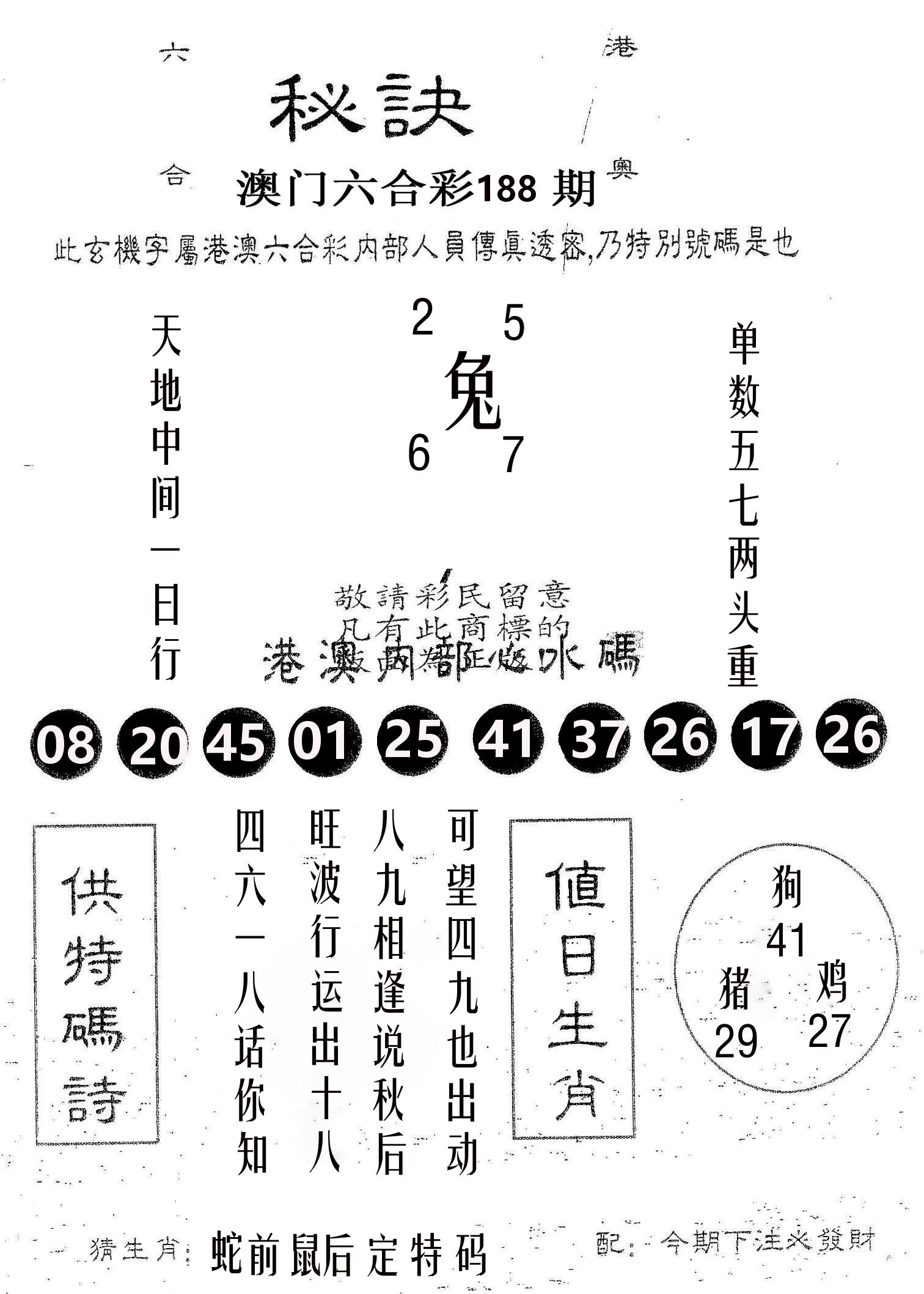 秘决 第188期