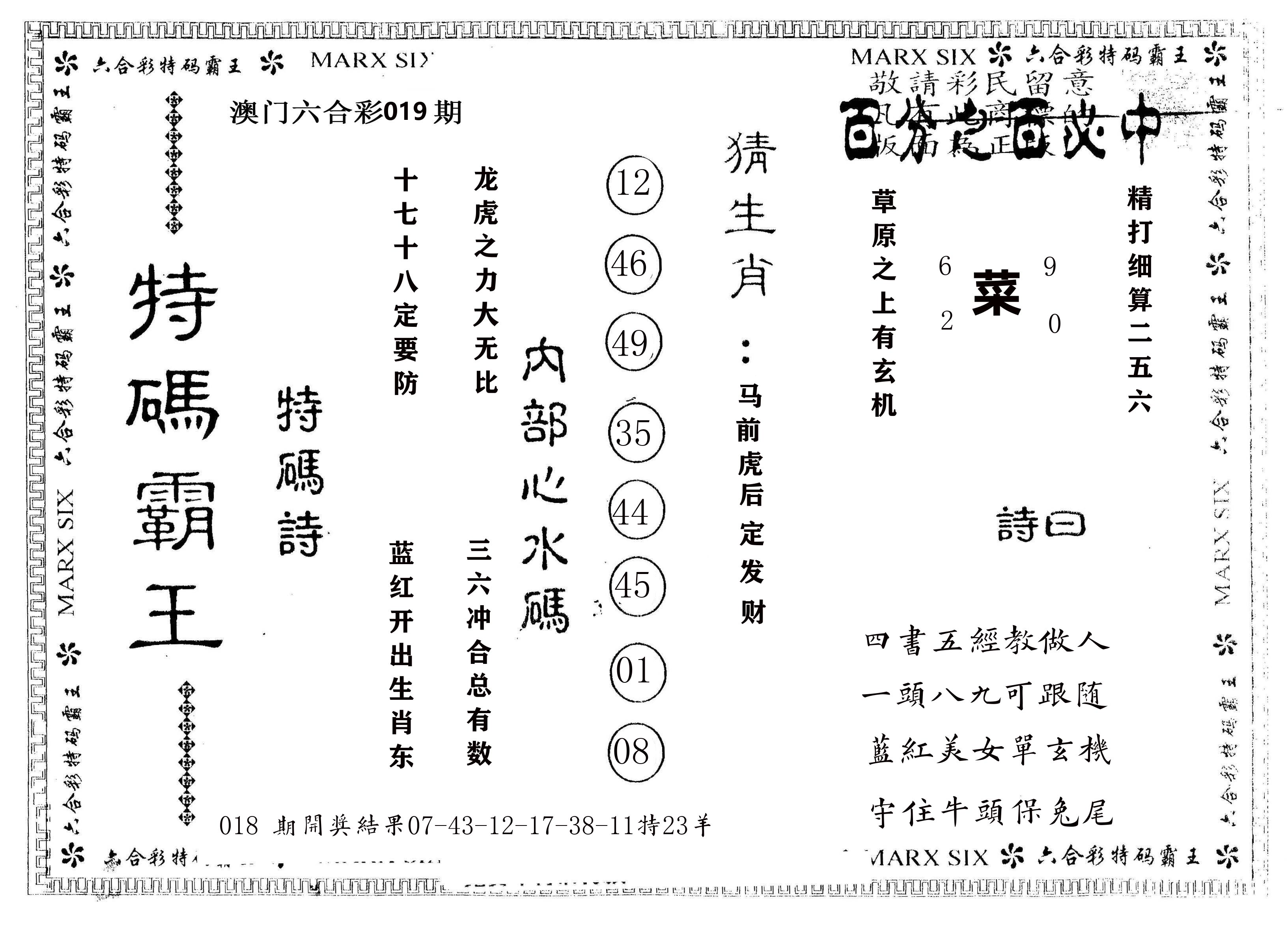 另版特码霸王 第19期