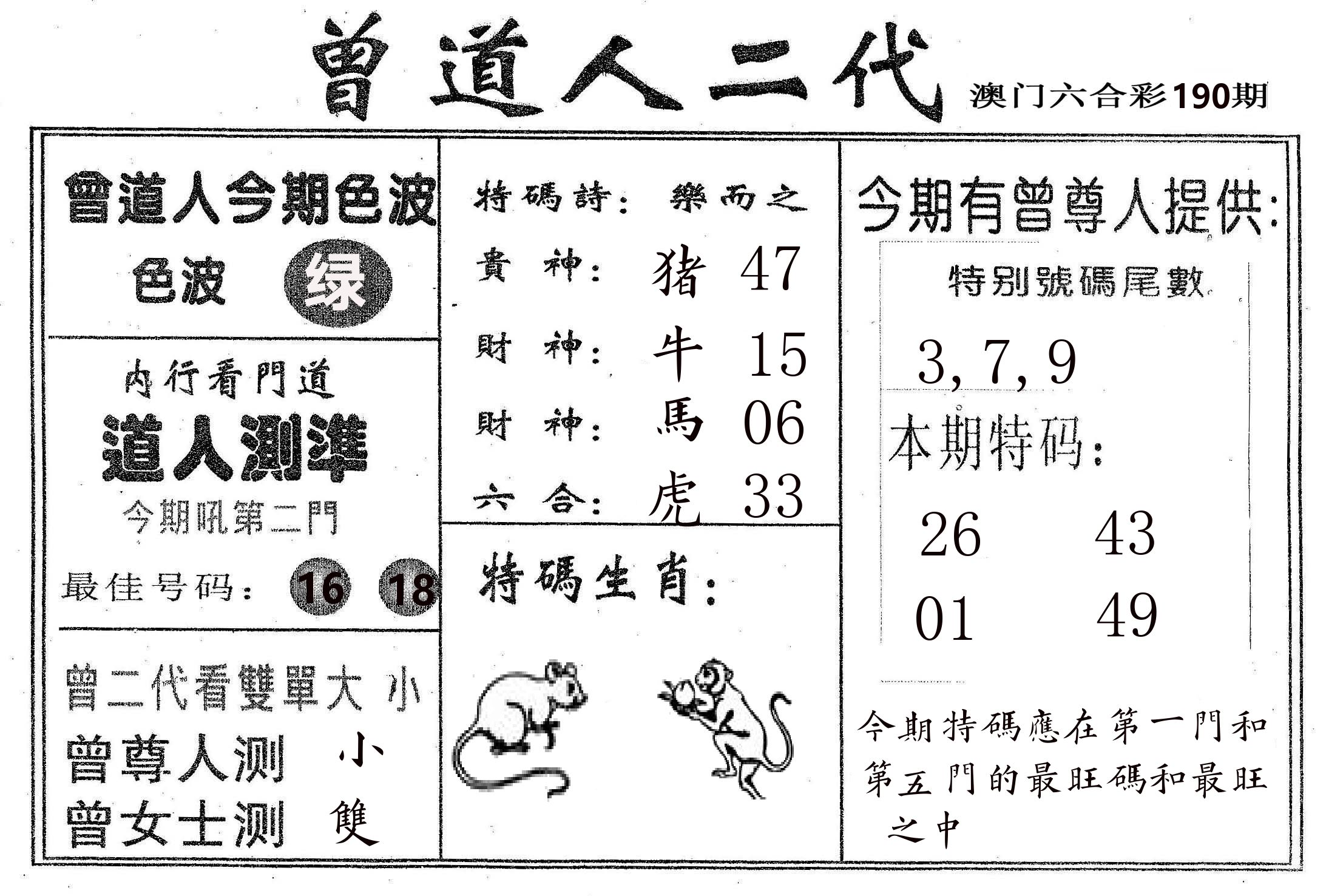 曾二代 第190期