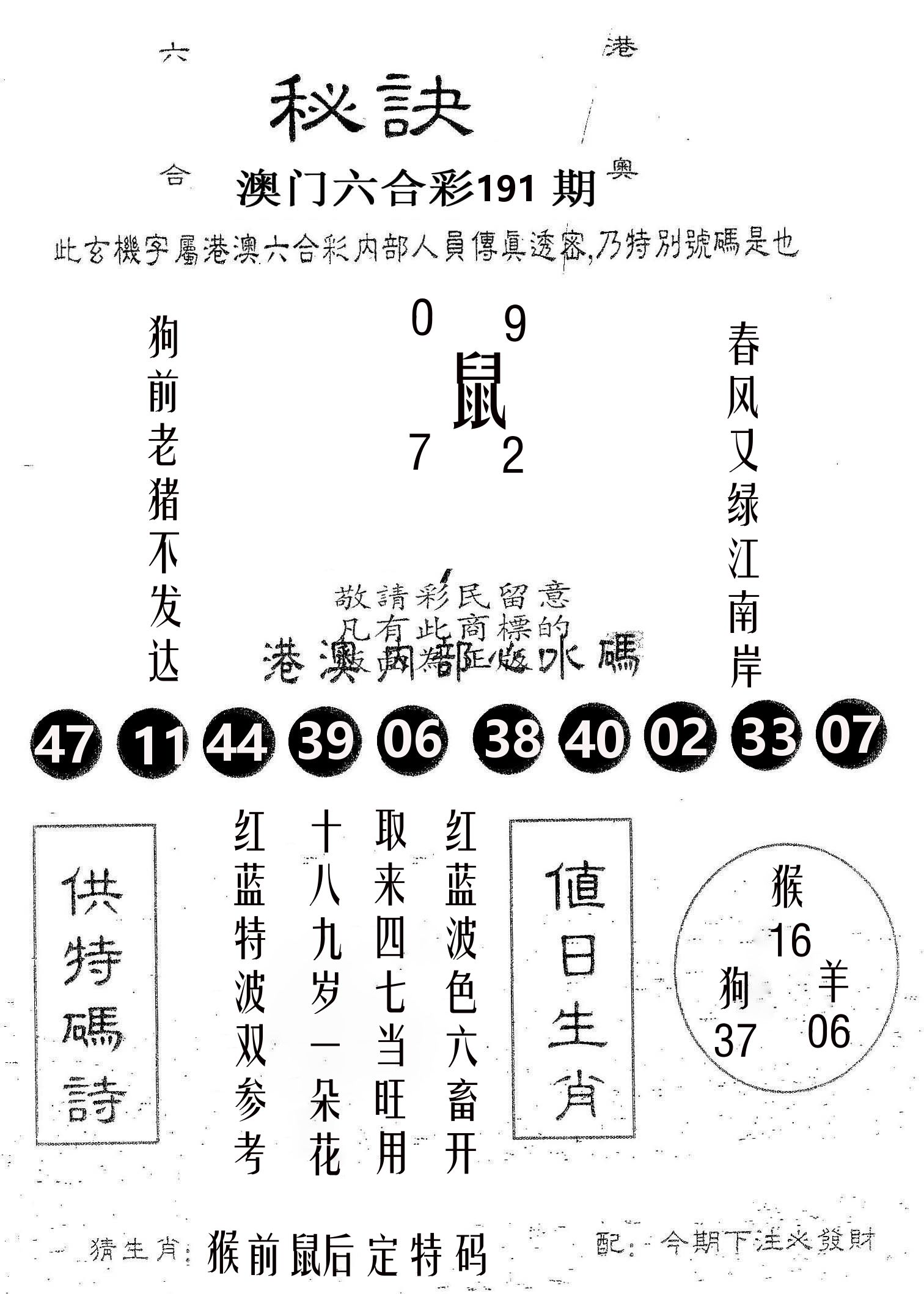 秘决 第191期