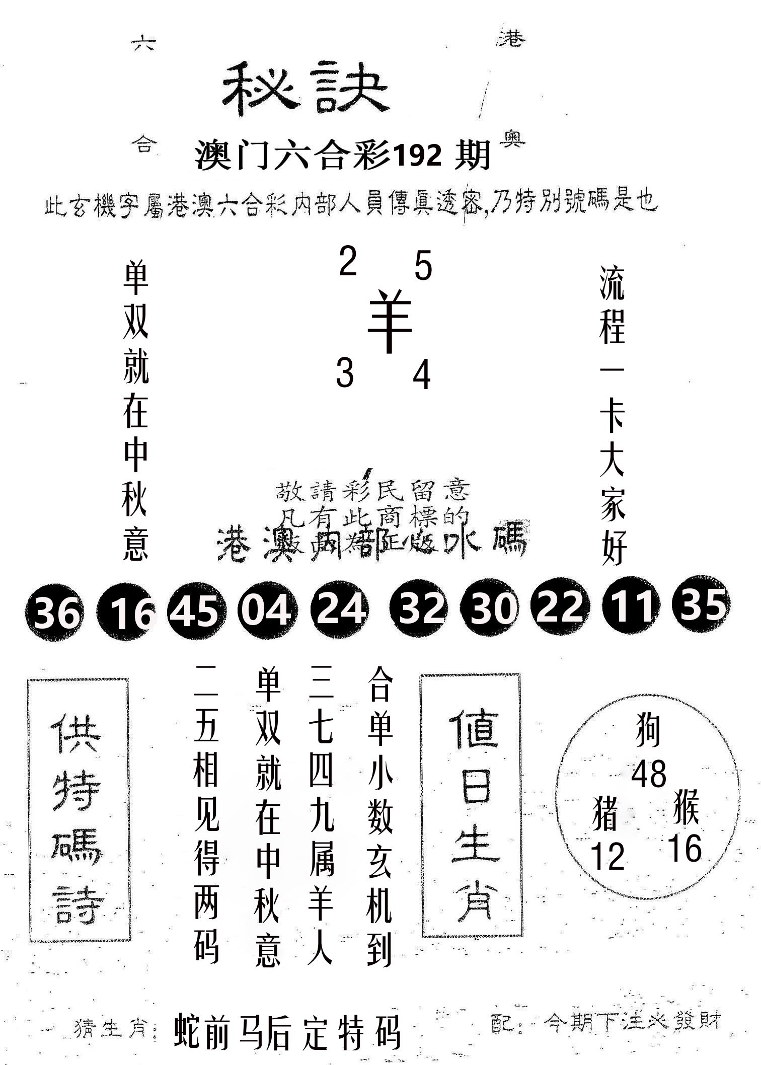秘决 第192期