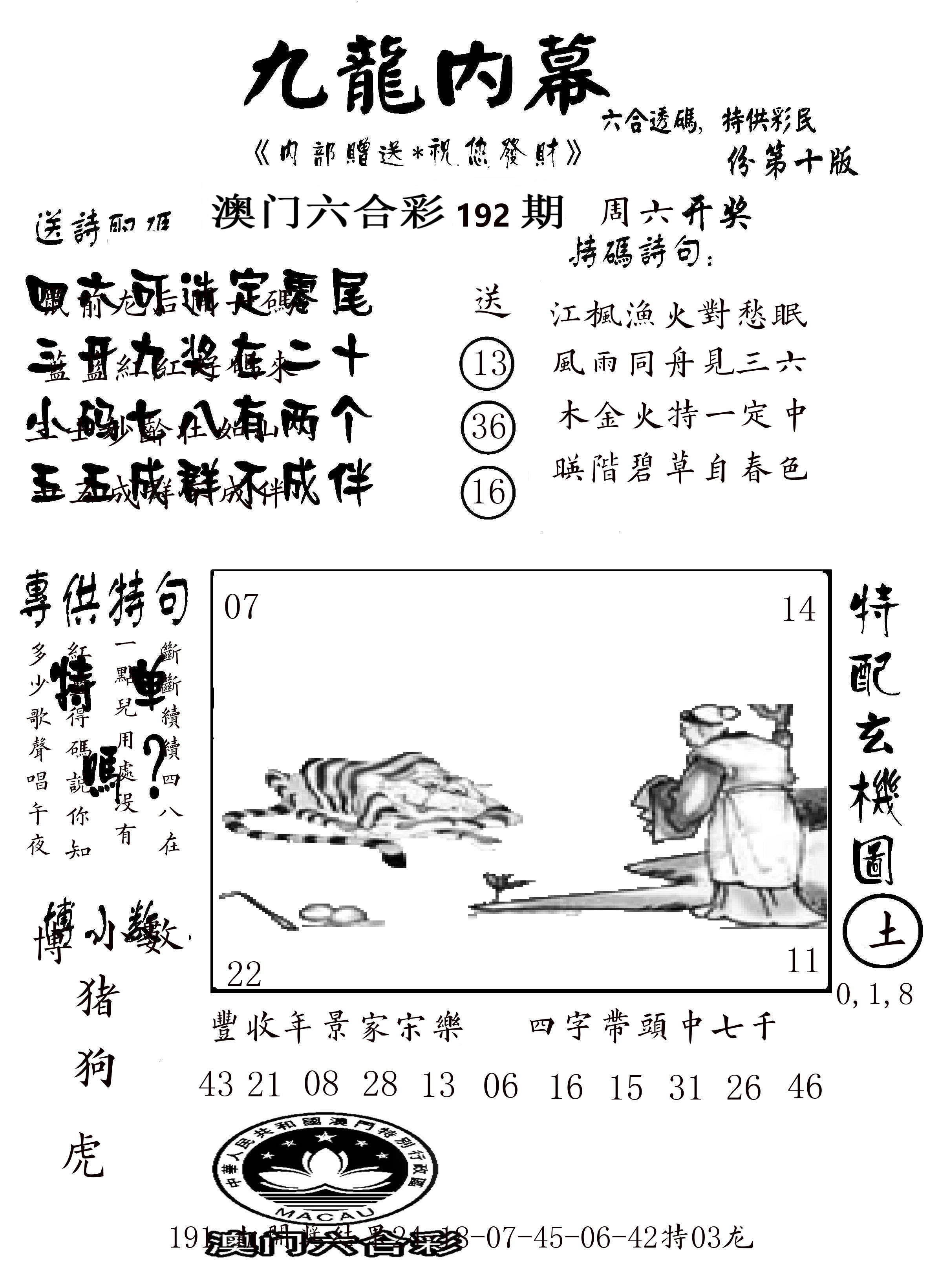 澳门传真2 第192期