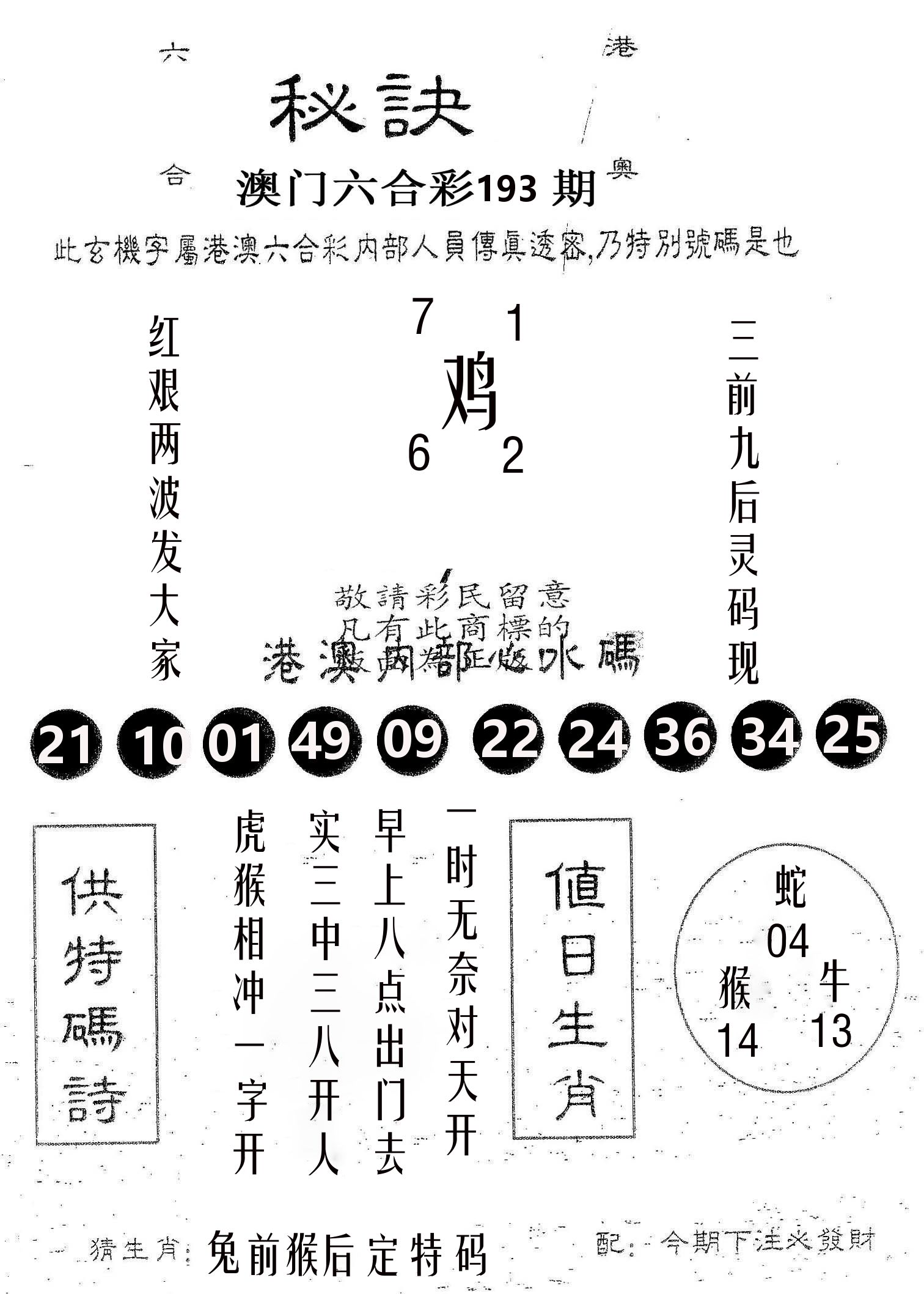 秘决 第193期