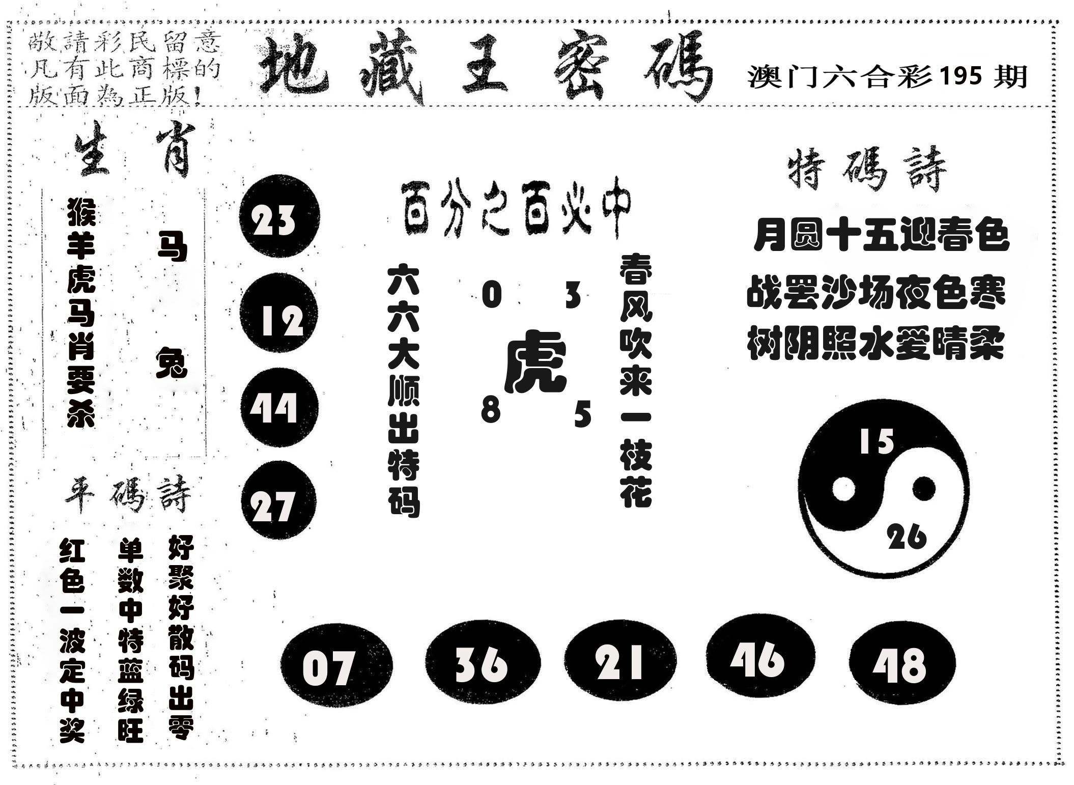 地藏王密码 第195期