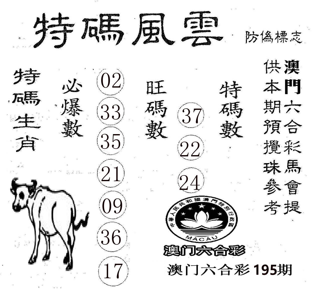 特码风云 第195期