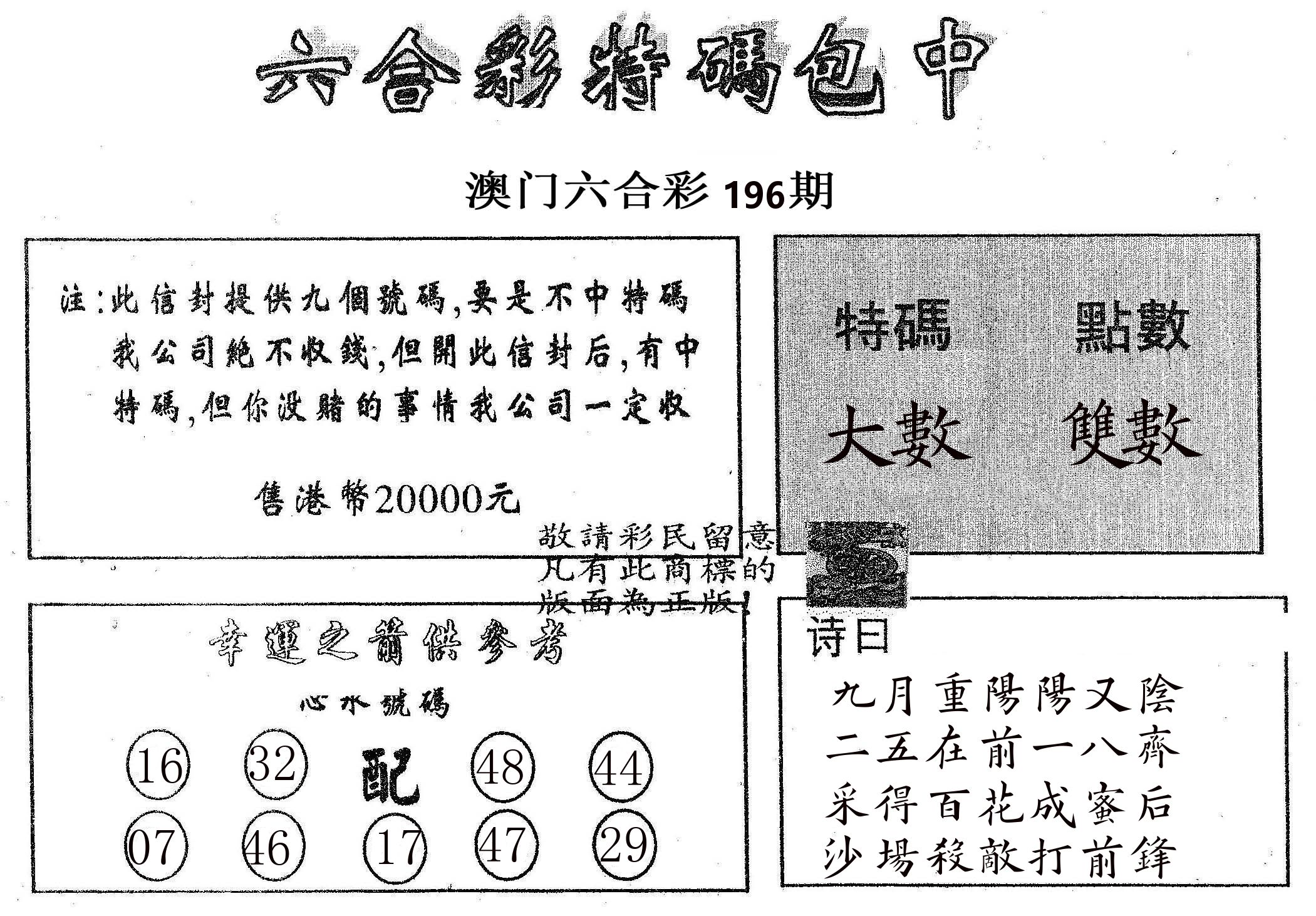 20000包中B 第196期