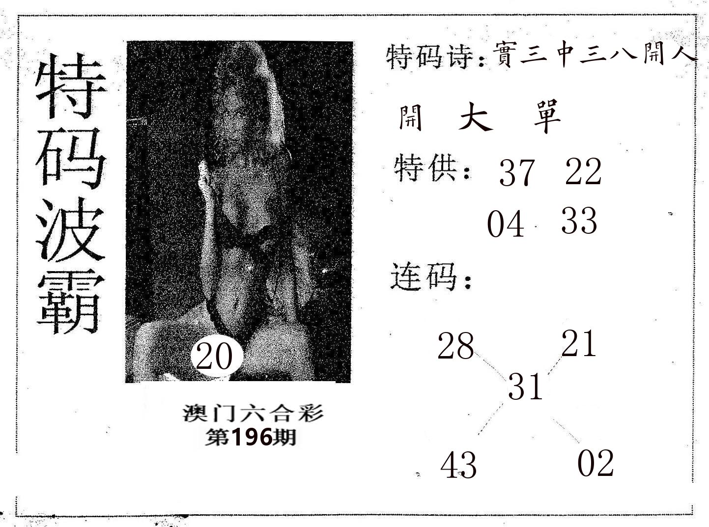 特码波霸 第196期