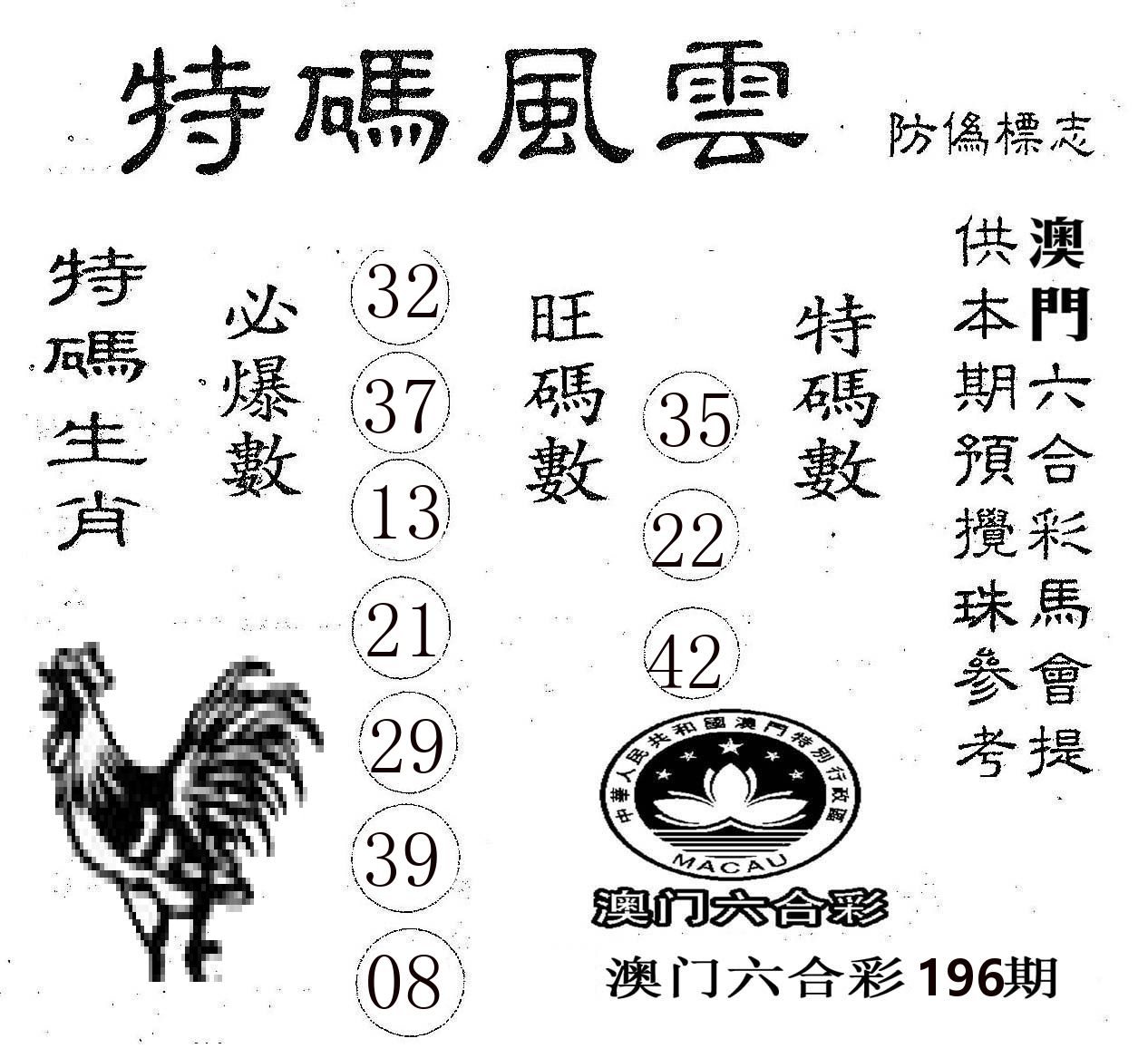 特码风云 第196期