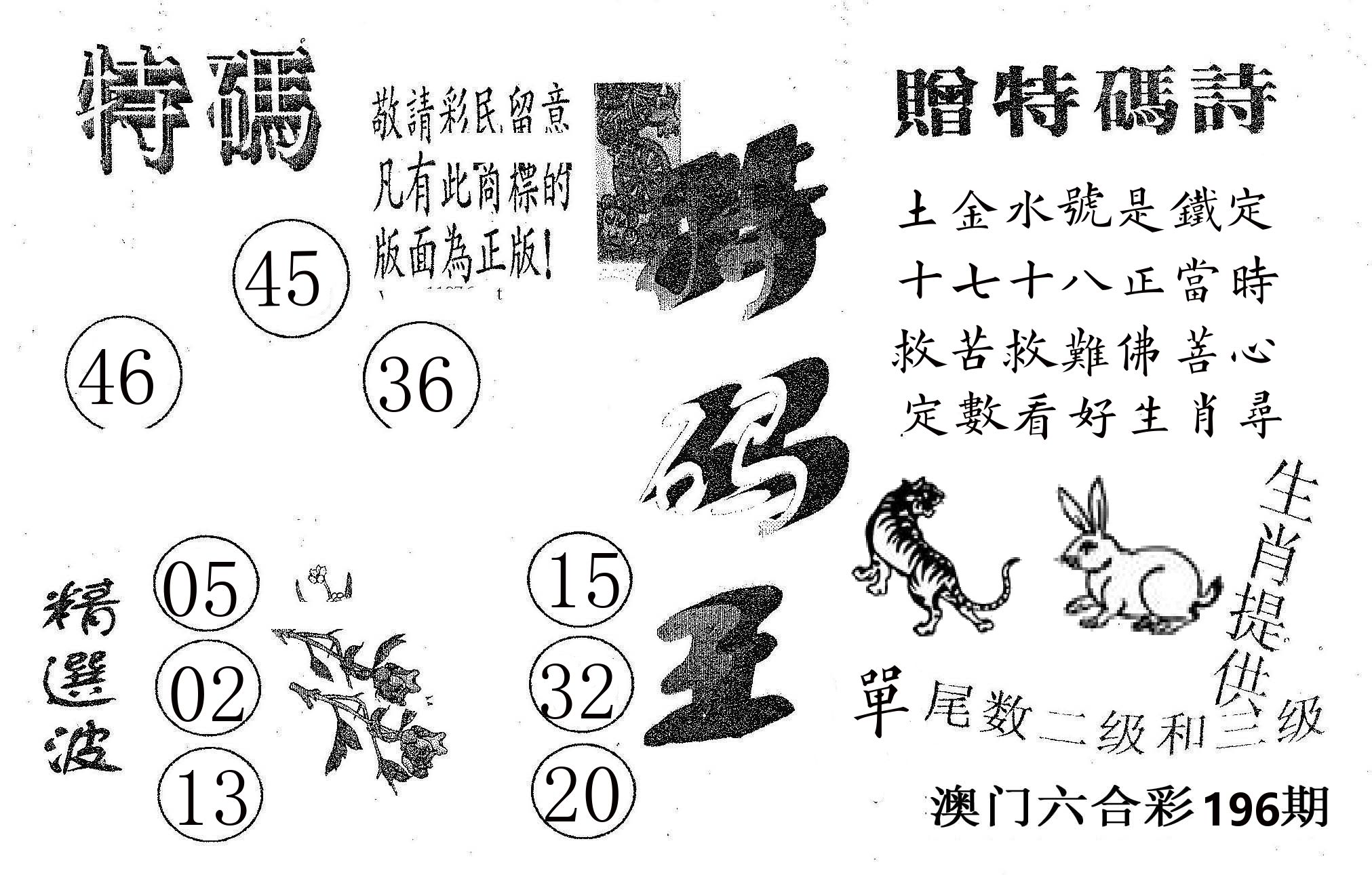 特码王A 第196期