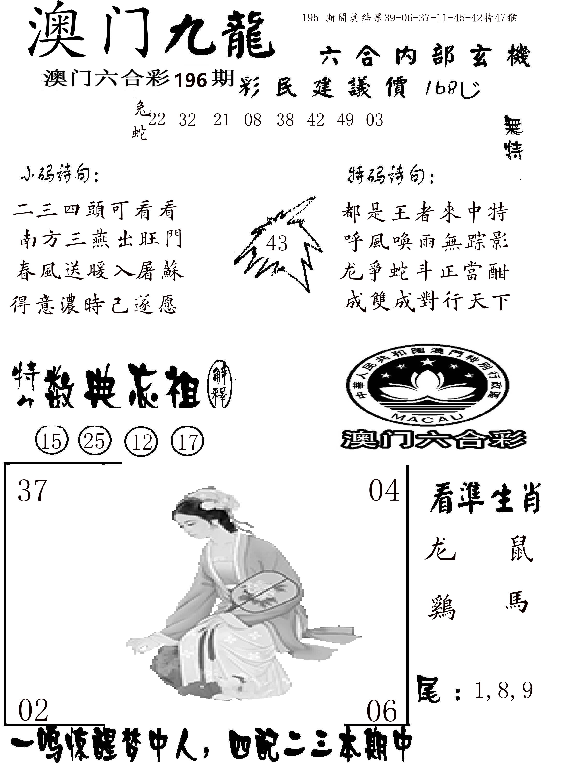 澳门传真1 第196期