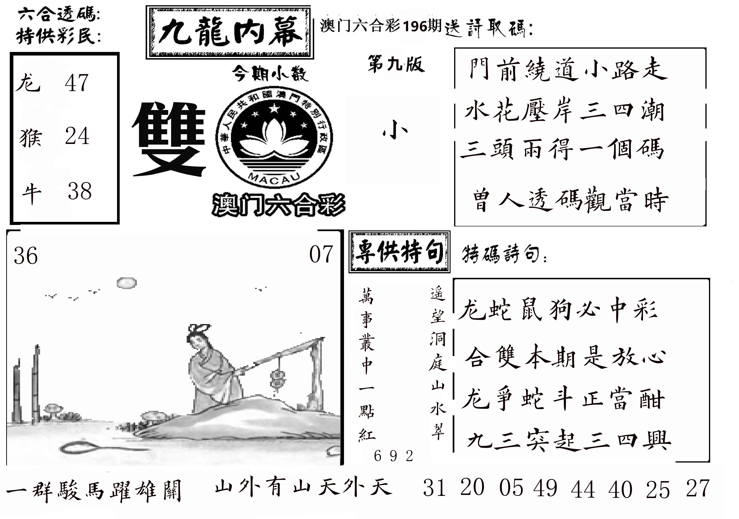 澳门传真3 第196期
